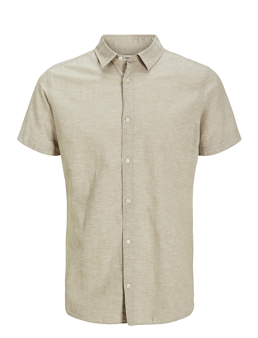 Jack & Jones - JJBREEZE LINEN BLEND SHIRT SS SN JNR - kortärmade skjortor - crockery - 1