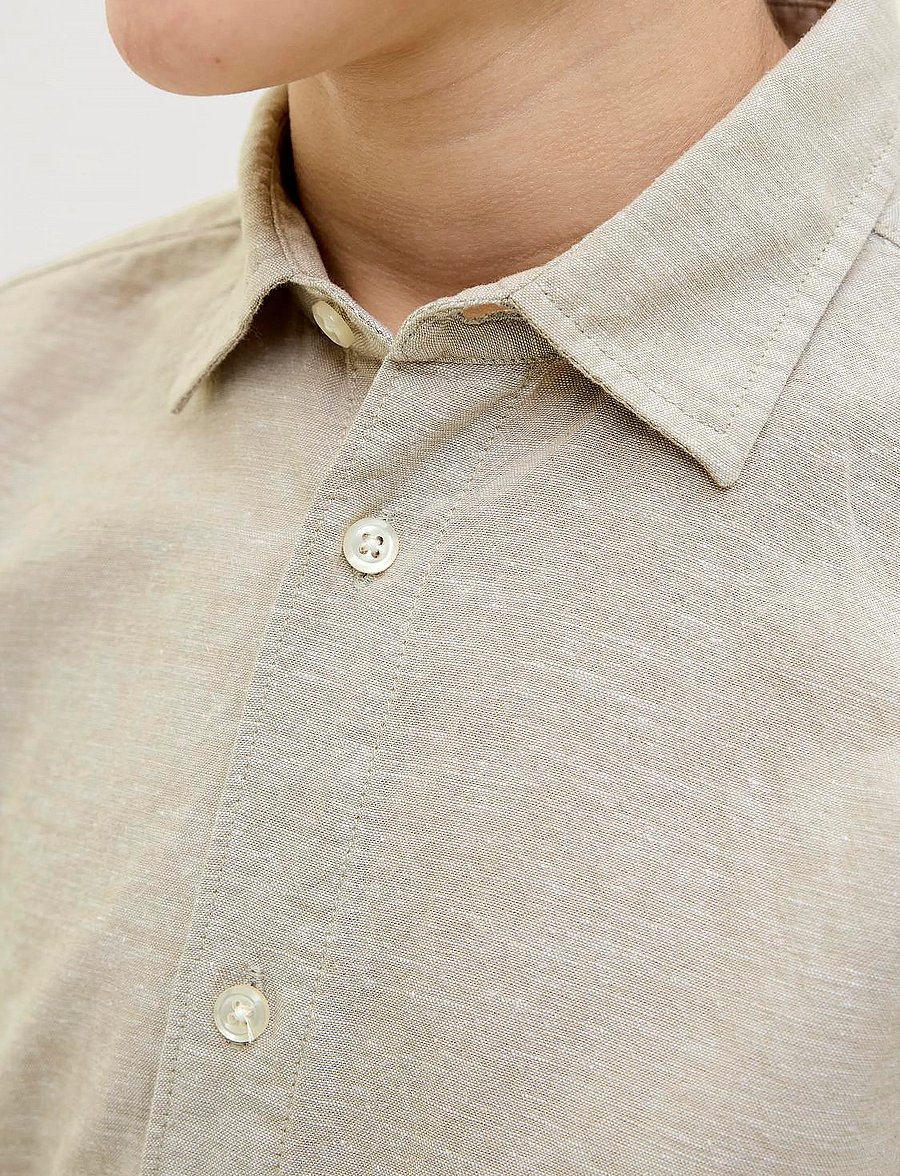 Jack & Jones - JJBREEZE LINEN BLEND SHIRT SS SN JNR - kortärmade skjortor - crockery - 2
