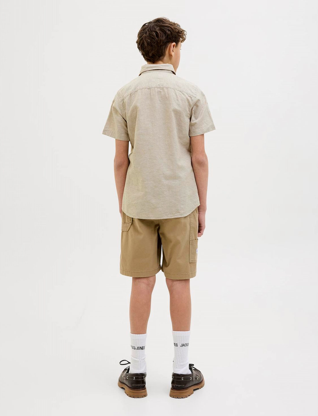 Jack & Jones - JJBREEZE LINEN BLEND SHIRT SS SN JNR - kurzärmlige hemden - crockery - 5