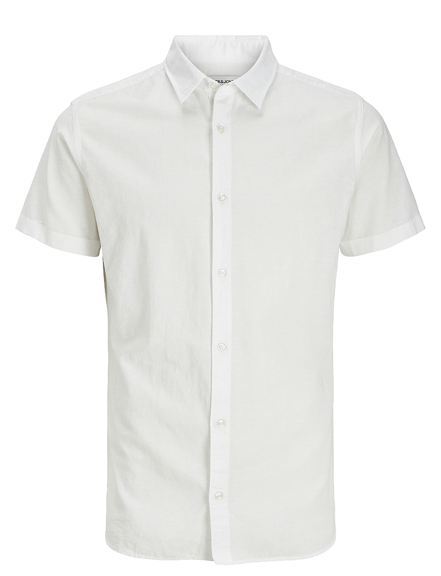 Jack & Jones - JJBREEZE LINEN BLEND SHIRT SS SN JNR - stutterma skyrtur - white - 1
