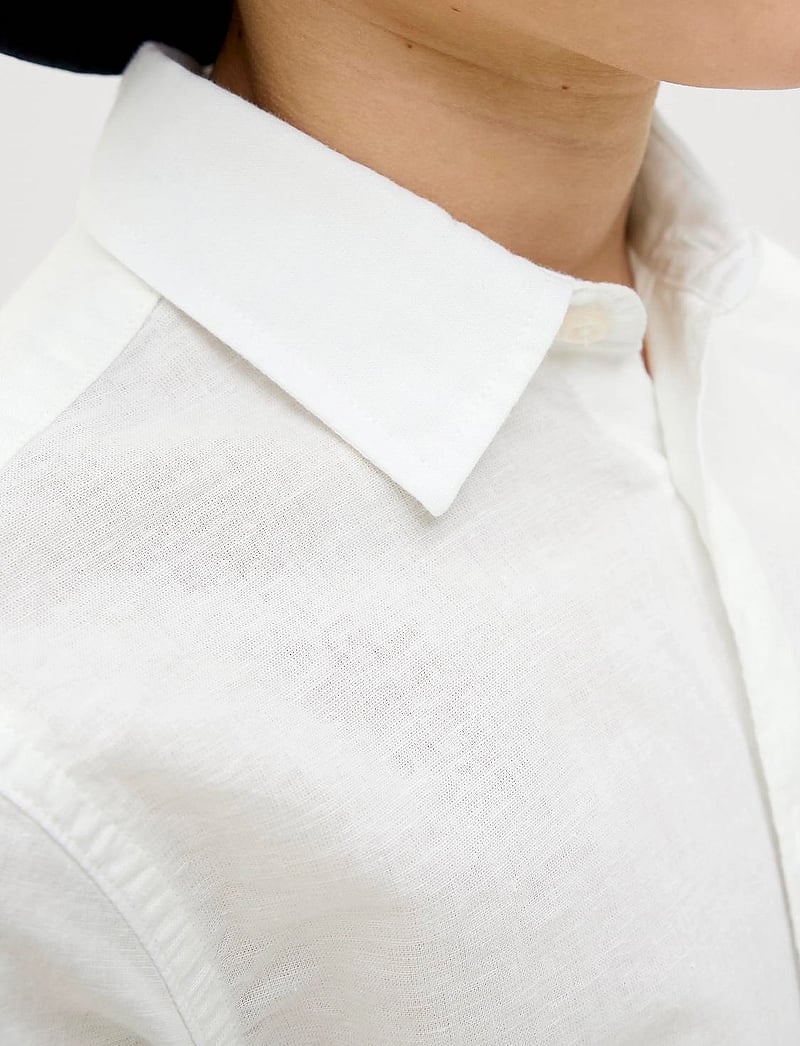 Jack & Jones - JJBREEZE LINEN BLEND SHIRT SS SN JNR - kortærmede skjorter - white - 0