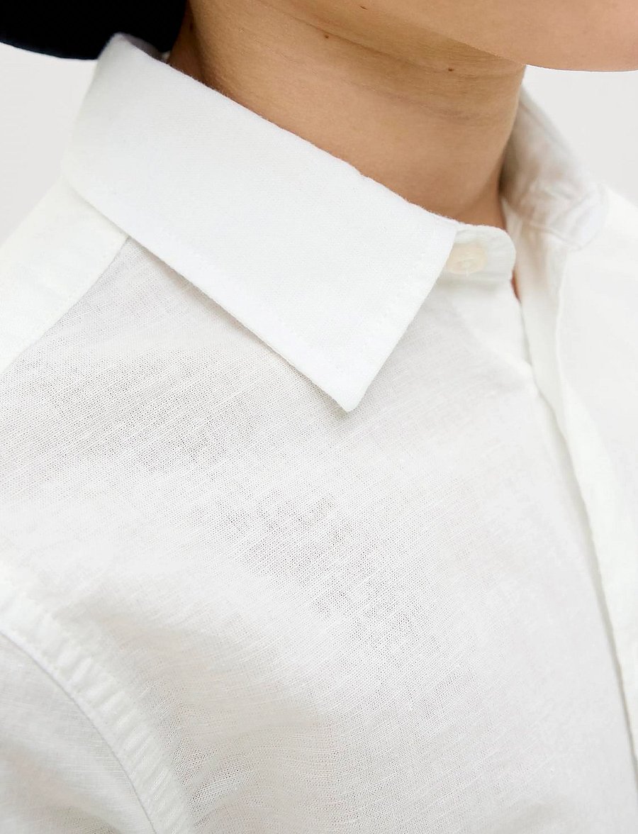 Jack & Jones - JJBREEZE LINEN BLEND SHIRT SS SN JNR - stutterma skyrtur - white - 0