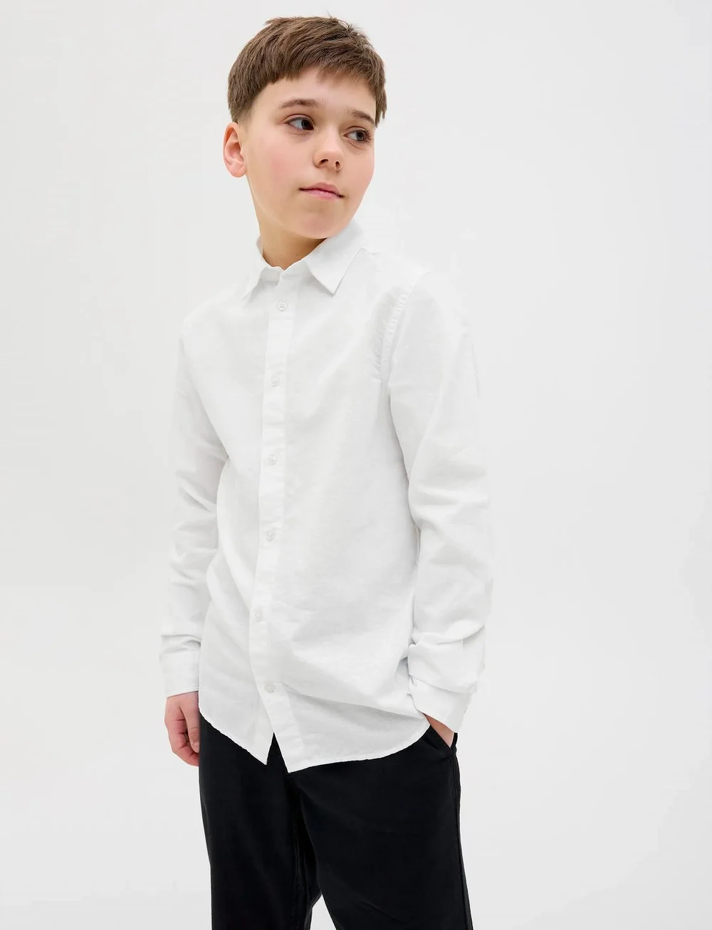 Jack & Jones - JJEBREEZE LINEN BLEND SHIRT LS SN JNR - langärmlige hemden - white - 2