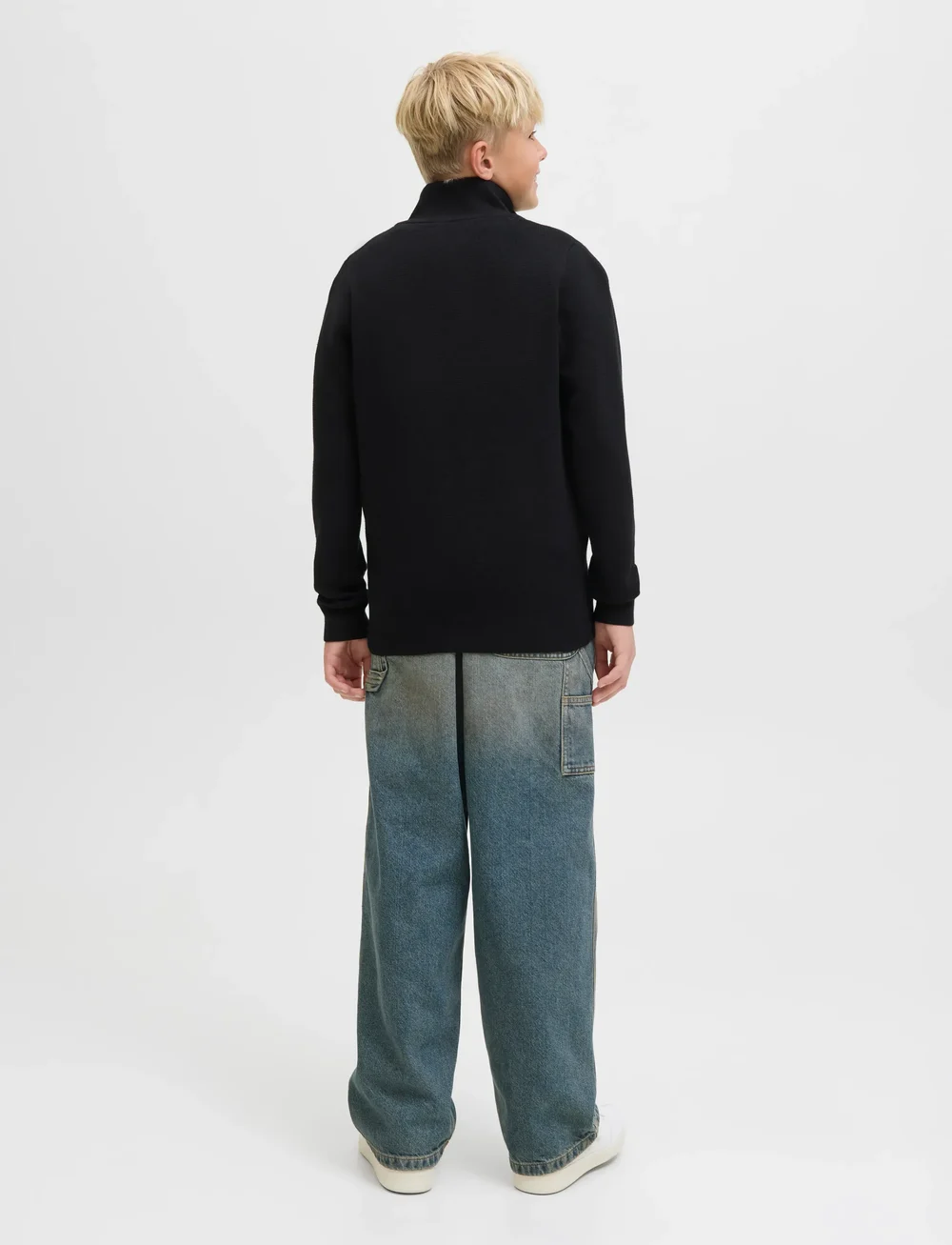 Jack & Jones - JPRBLAMILANO STITCH KNIT HALF ZIP  JNR - jumpers - black - 2