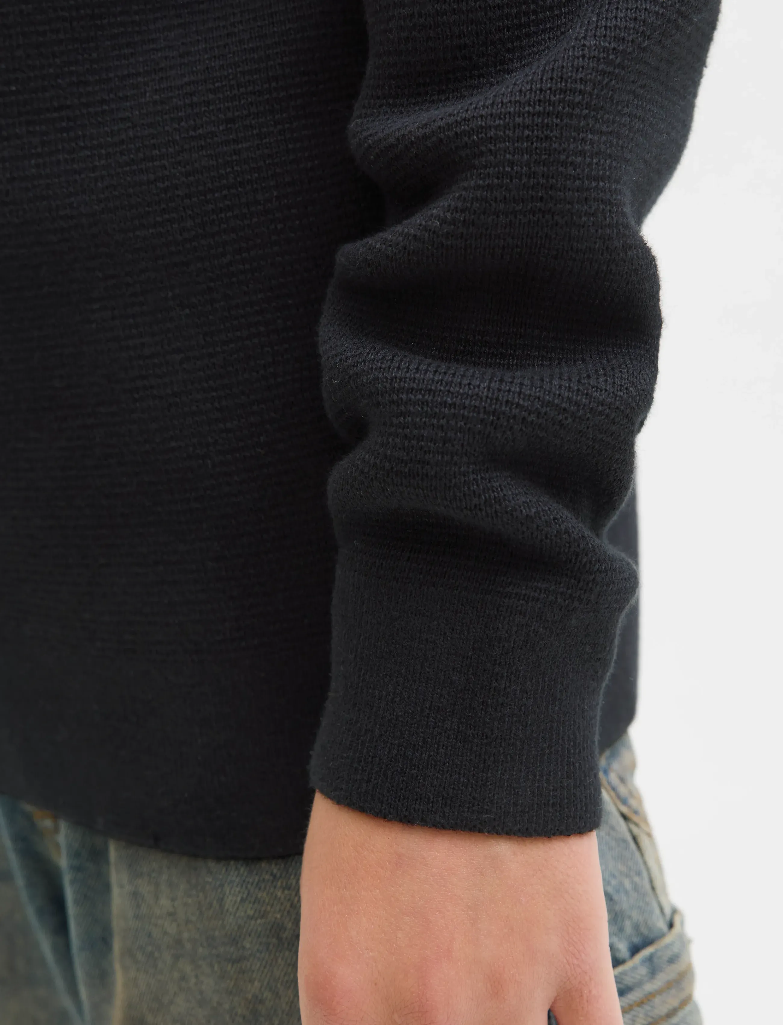 Jack & Jones - JPRBLAMILANO STITCH KNIT HALF ZIP  JNR - pullover - black - 3