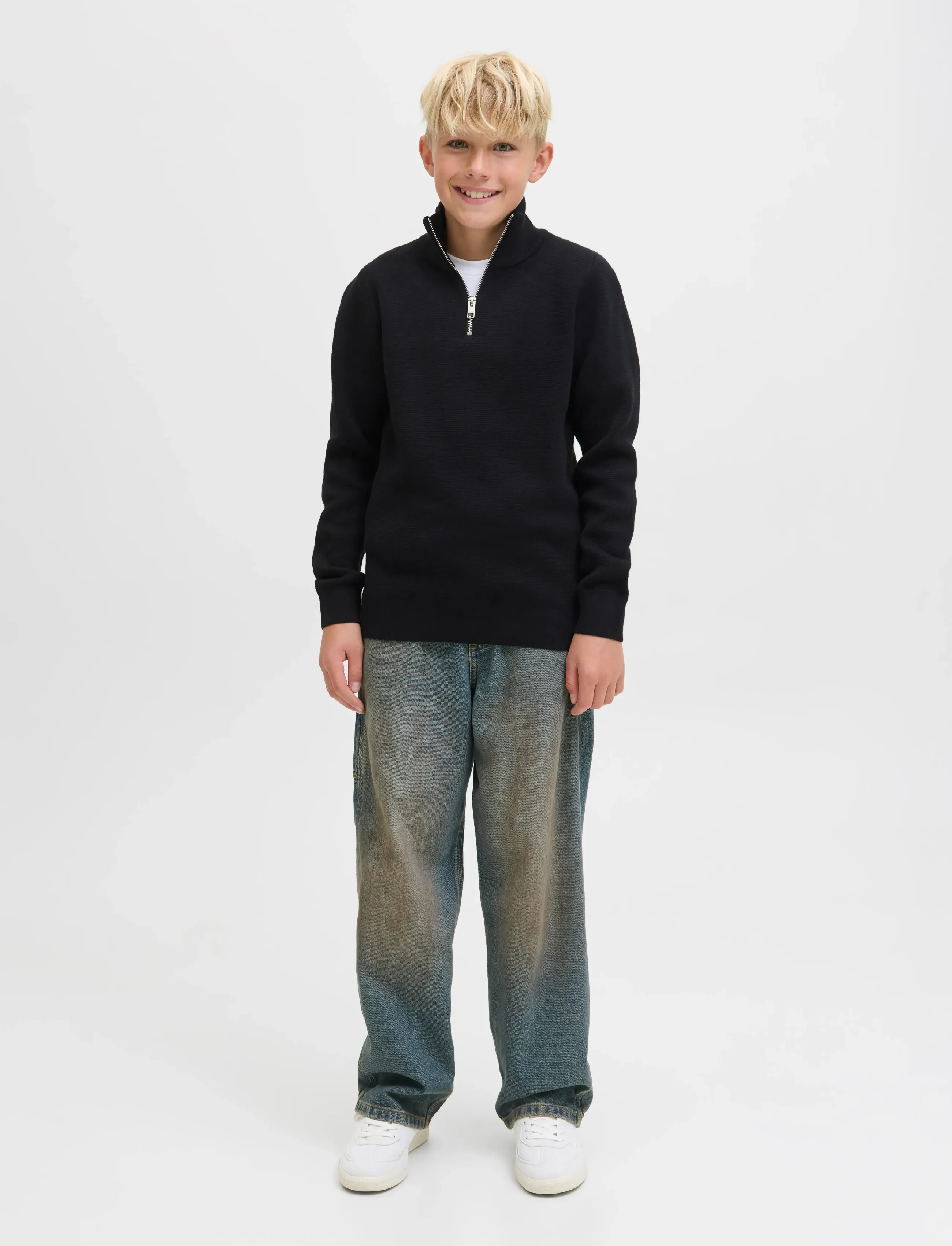 Jack & Jones - JPRBLAMILANO STITCH KNIT HALF ZIP  JNR - pullover - black - 4