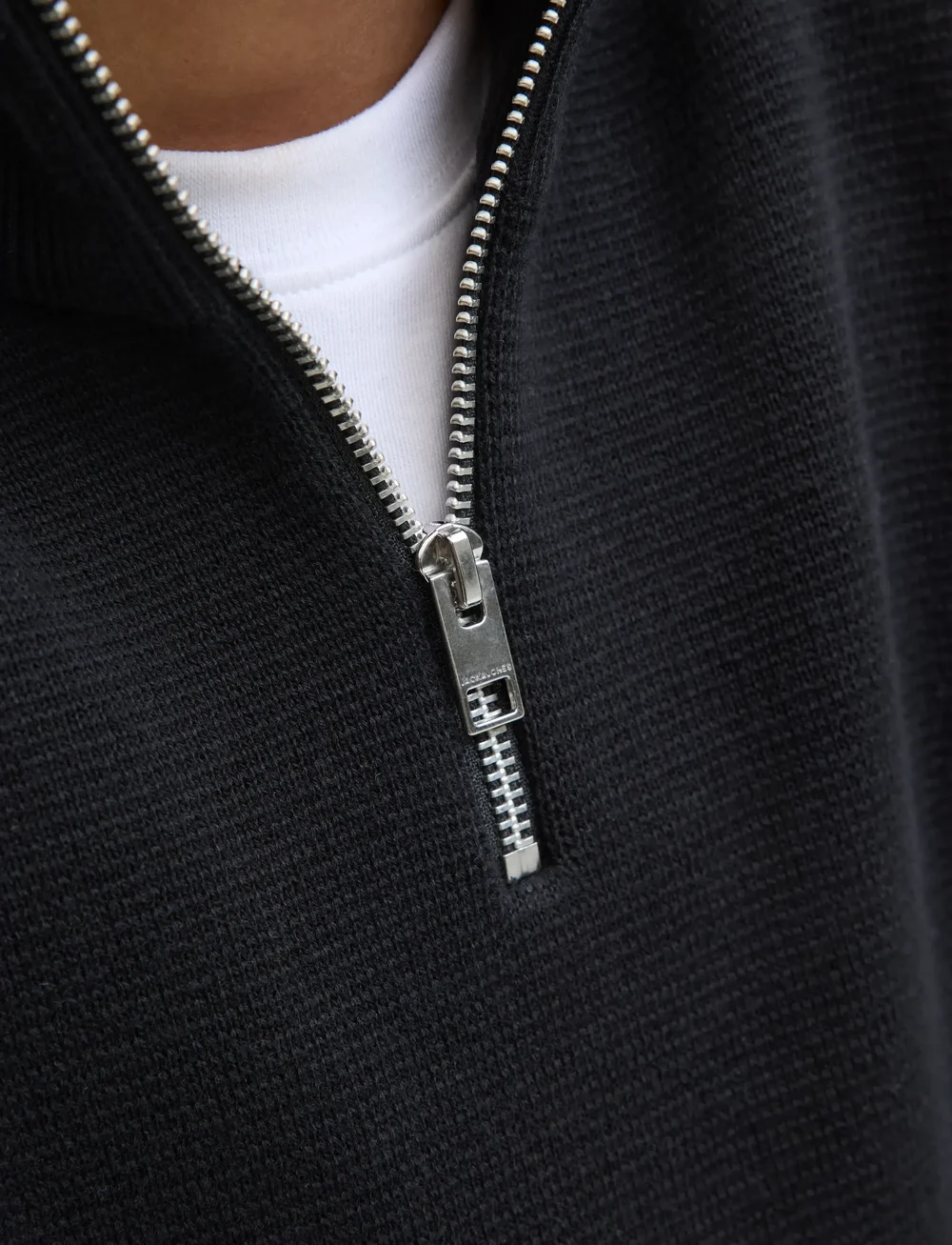 Jack & Jones - JPRBLAMILANO STITCH KNIT HALF ZIP  JNR - jumpers - black - 5