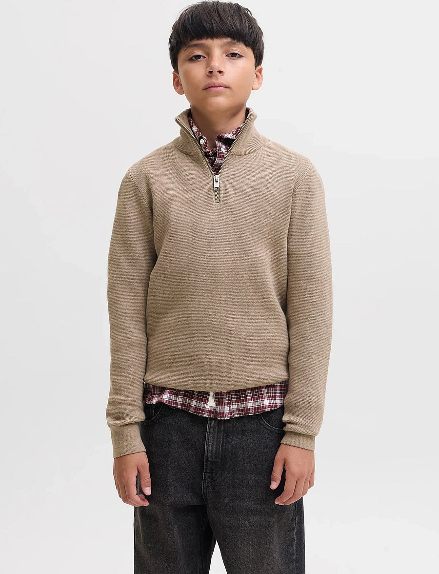 Jack & Jones - JPRBLAMILANO STITCH KNIT HALF ZIP JNR - trøjer - greige - 0