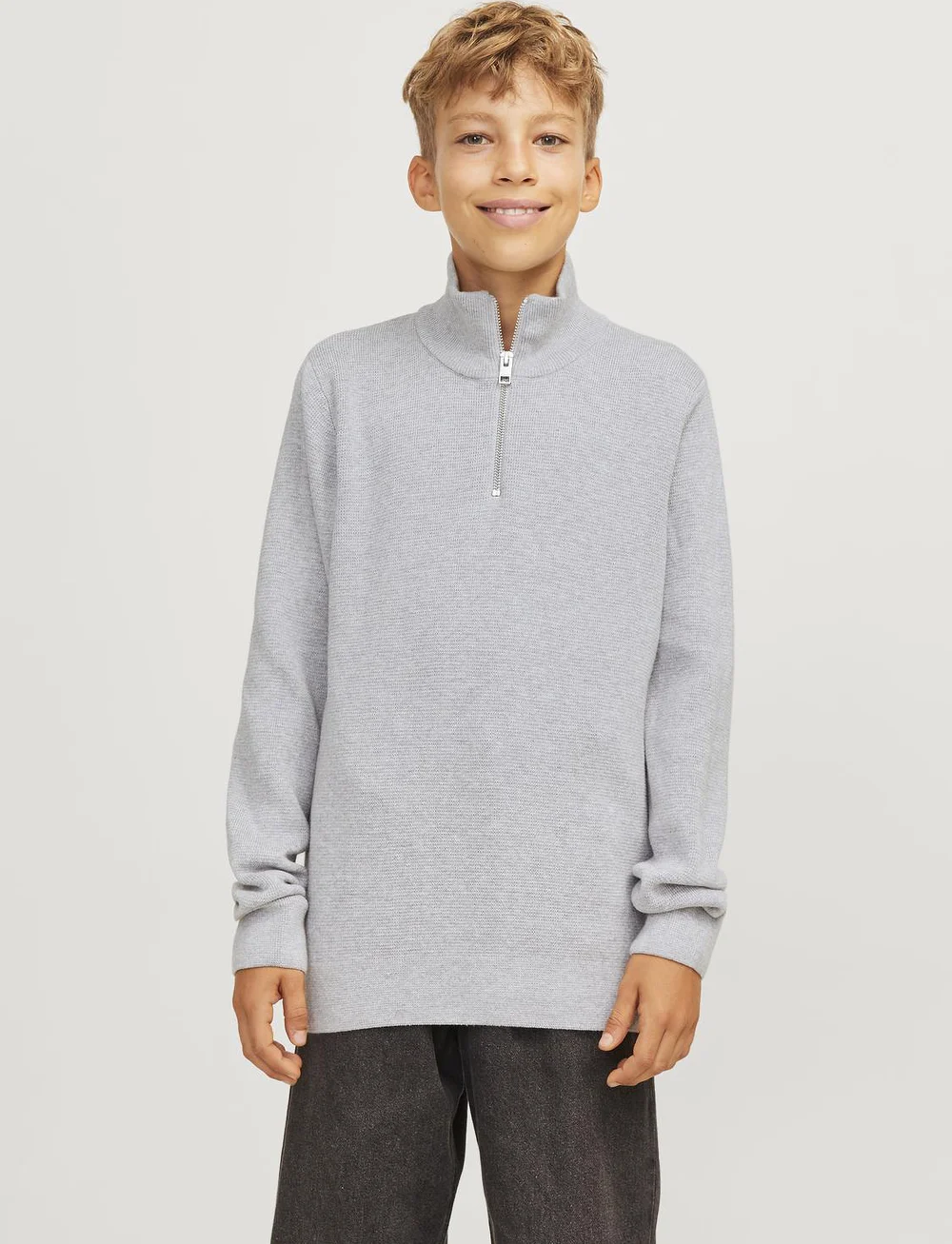 Jack & Jones - JPRBLAMILANO STITCH KNIT HALF ZIP  JNR - pullover - light grey melange - 0