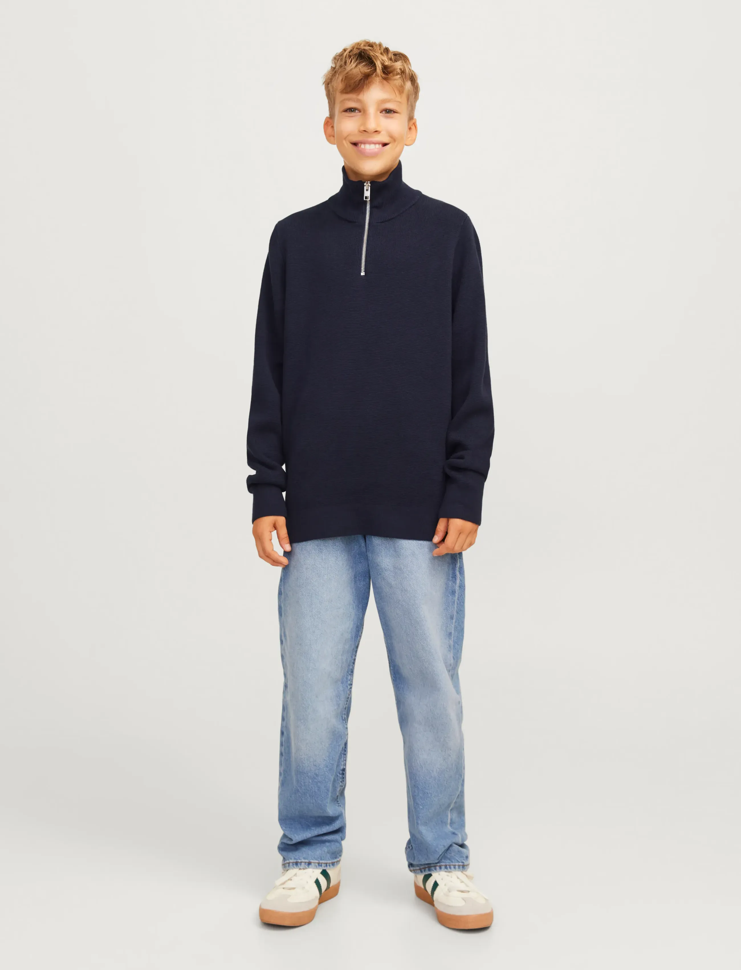 Jack & Jones JPRBLAMILANO STITCH KNIT HALF ZIP  JNR - Stickade tröjor - NIGHT SKY / navy