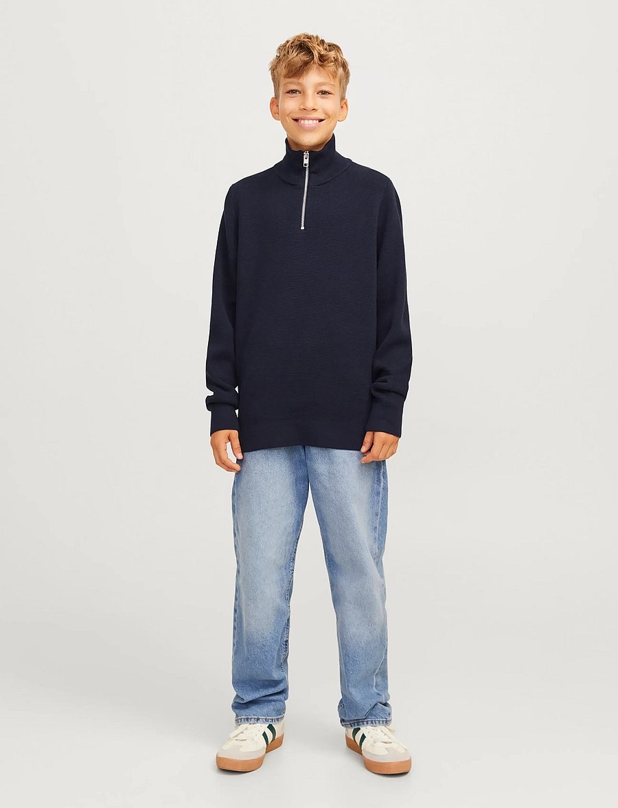 Jack & Jones - JPRBLAMILANO STITCH KNIT HALF ZIP JNR - džemperiai - night sky - 0