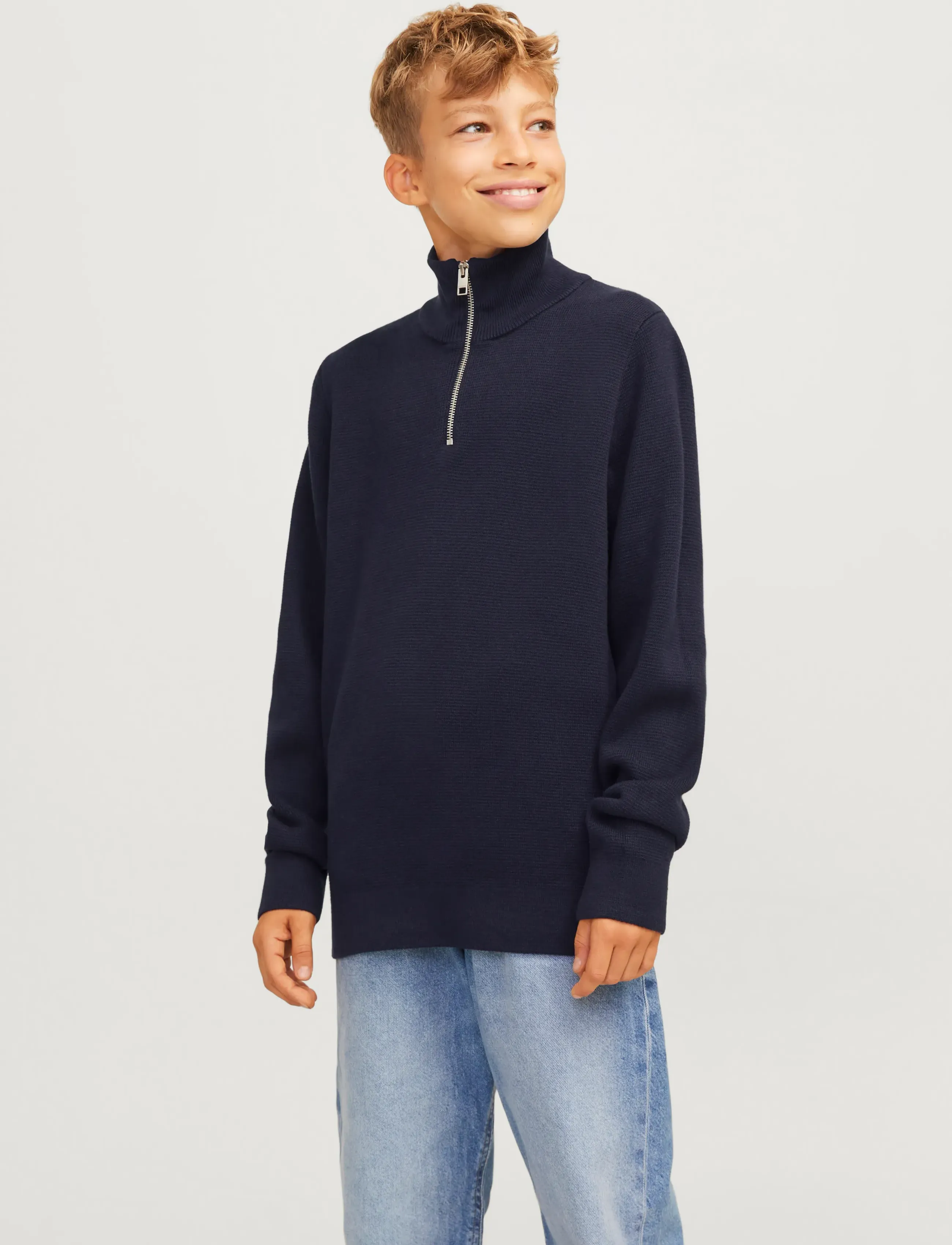 Jack & Jones - JPRBLAMILANO STITCH KNIT HALF ZIP  JNR - džemperiai - night sky - 5