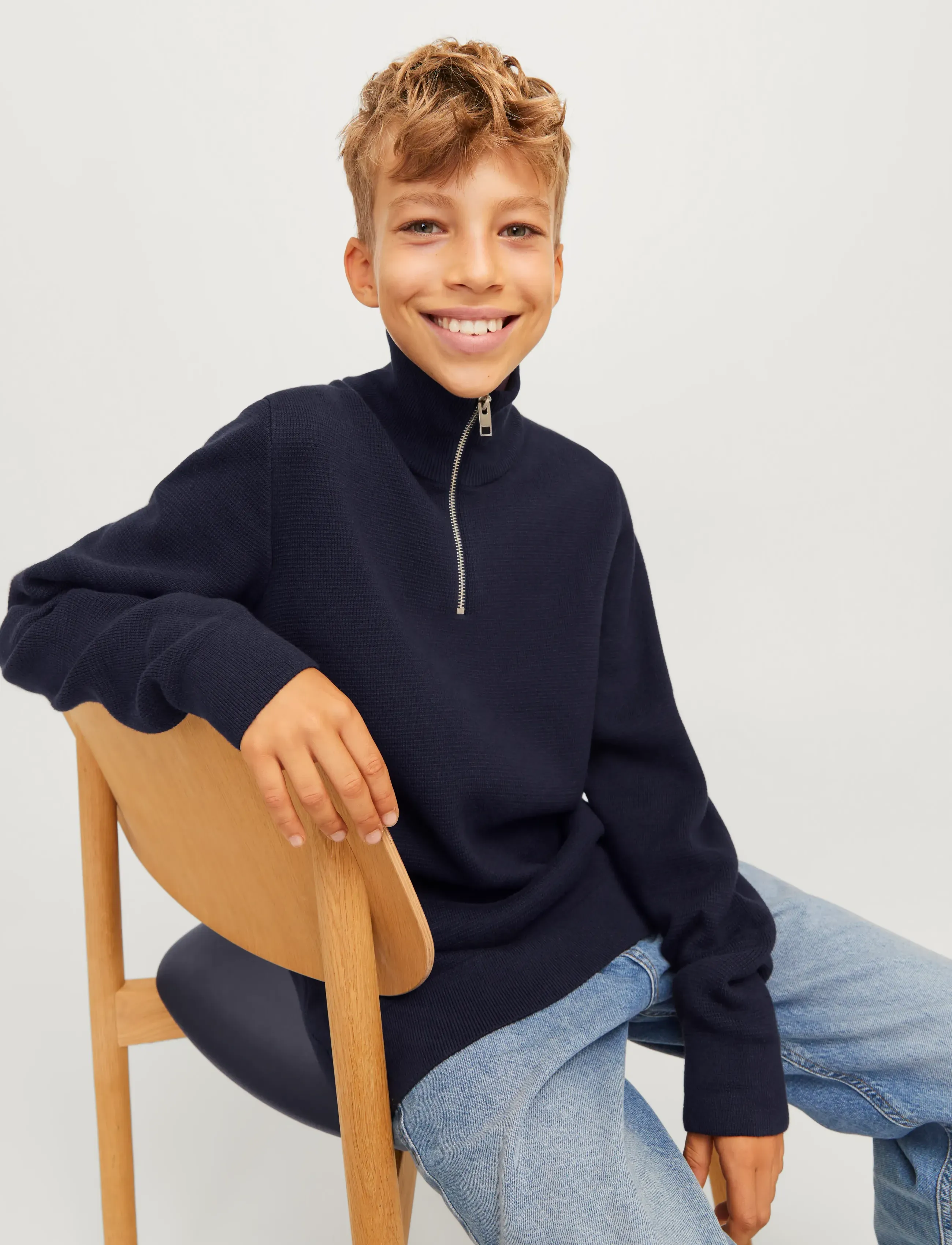 Jack & Jones JPRBLAMILANO STITCH KNIT HALF ZIP  JNR - Meestele - NIGHT SKY / navy
