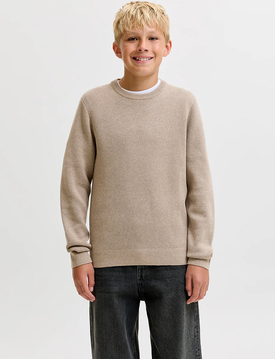 Jack & Jones - JPRBLAMILANO STITCH KNIT CREW NECK JNR - pullover - greige - 0