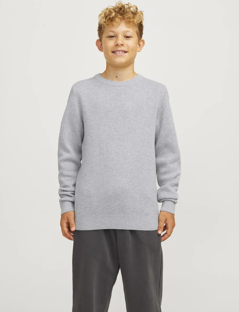 Jack & Jones - JPRBLAMILANO STITCH KNIT CREW NECK JNR - pullover - light grey melange - 0