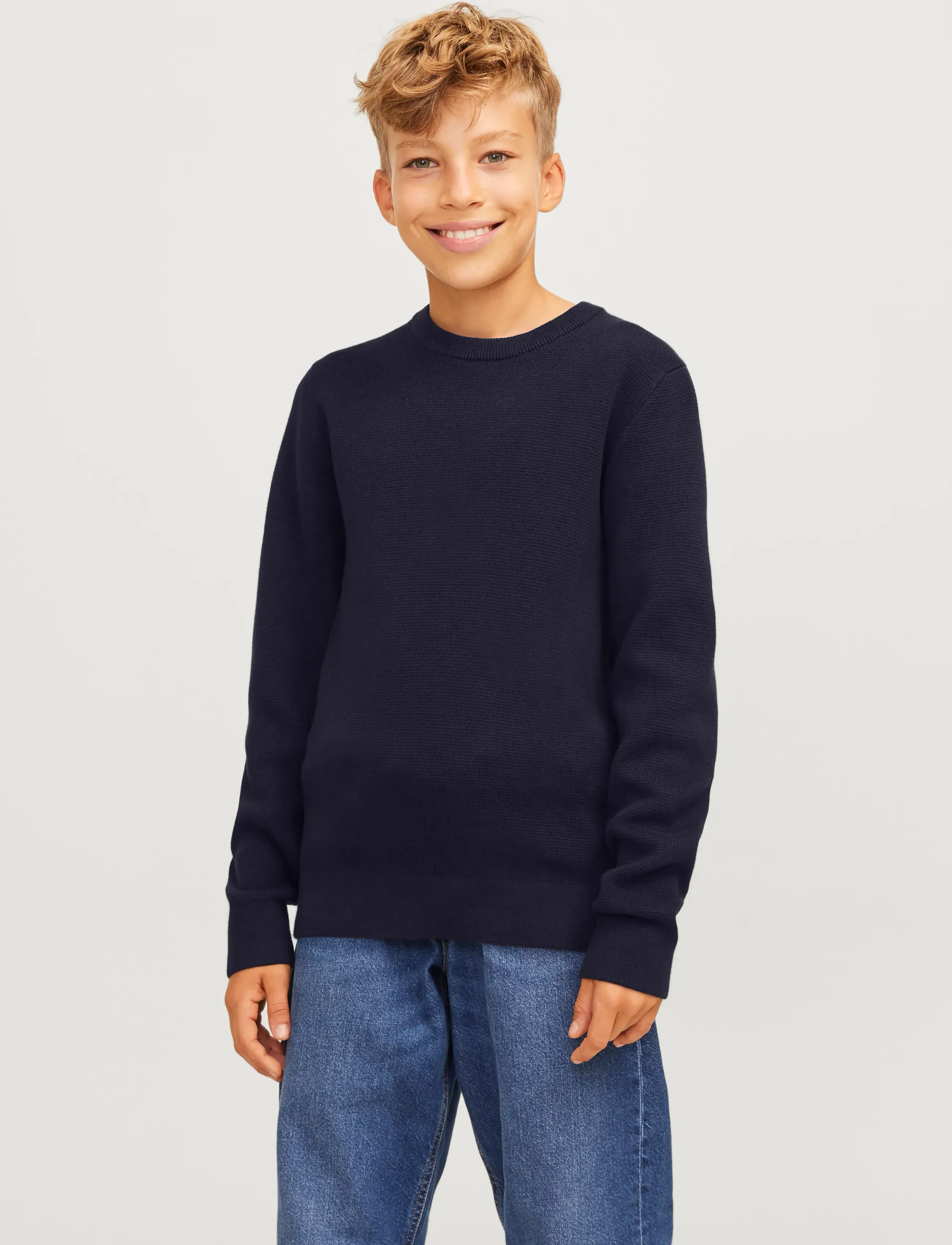 Jack & Jones JPRBLAMILANO STITCH KNIT CREW NECK JNR - Jumpers - NIGHT SKY / navy