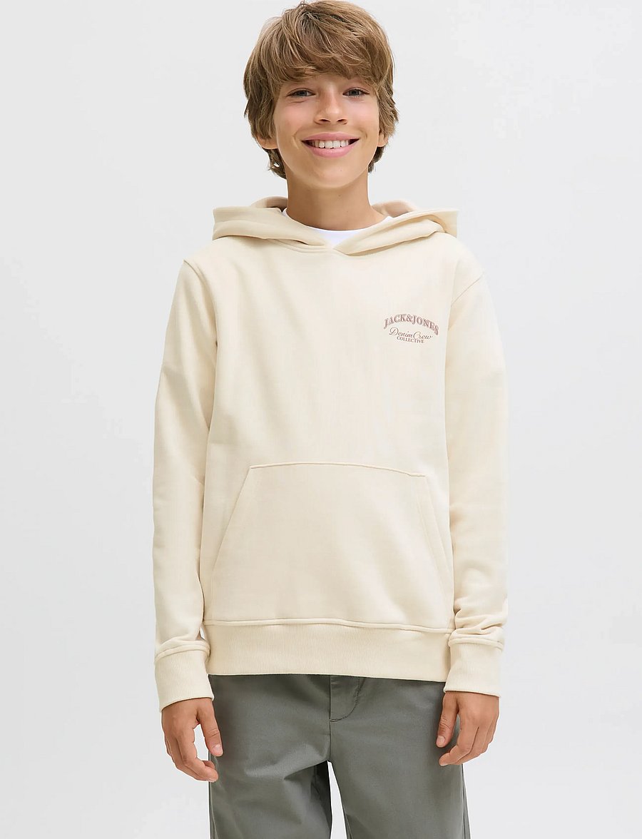 Jack & Jones - JJEBRANDES BACKP RELAXED SWEAT H SN JNR - hættetrøjer - antique white - 0