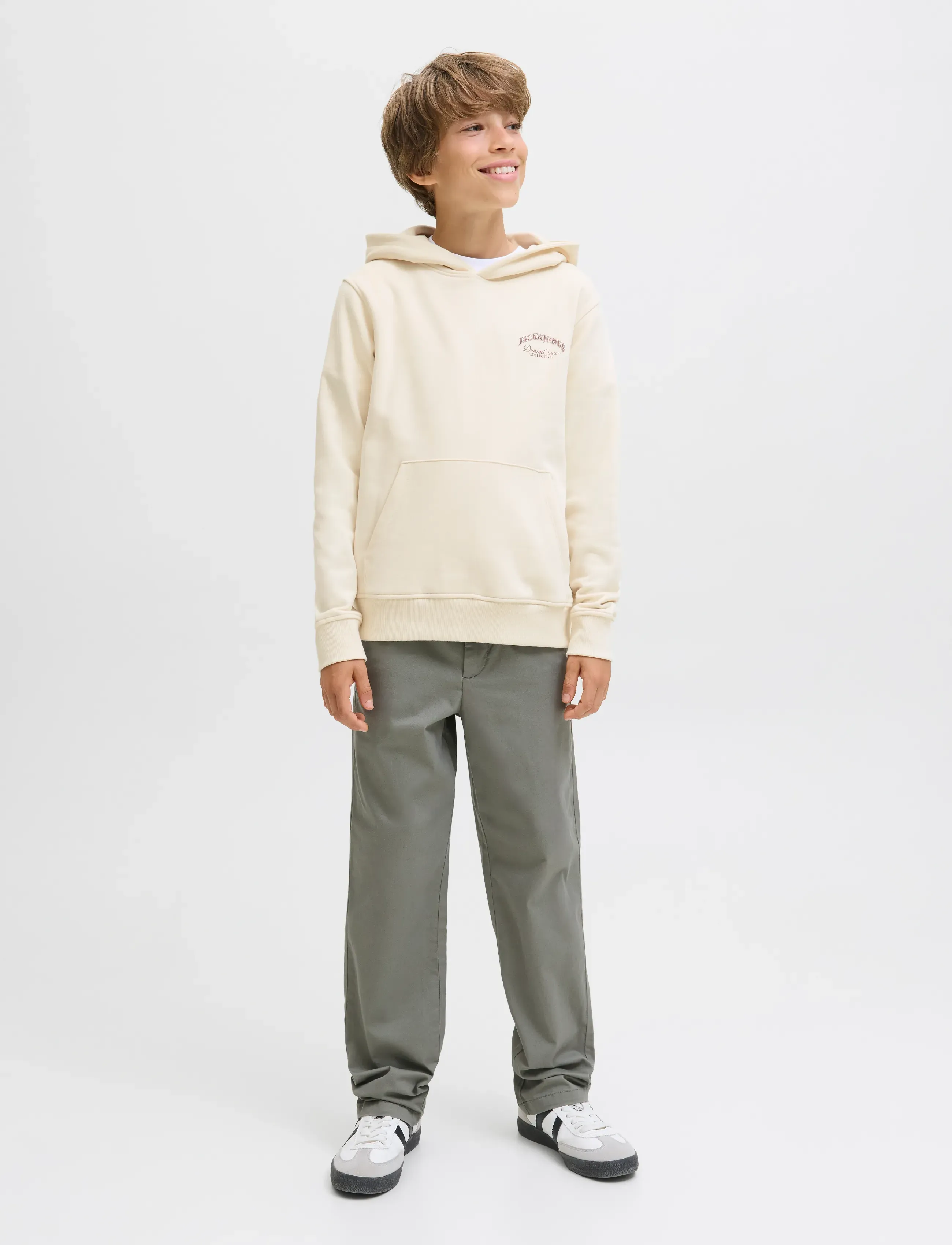 Jack & Jones - JJEBRANDES BACKP RELAXED SWEAT H SN JNR - kapuzenpullover - antique white - 4