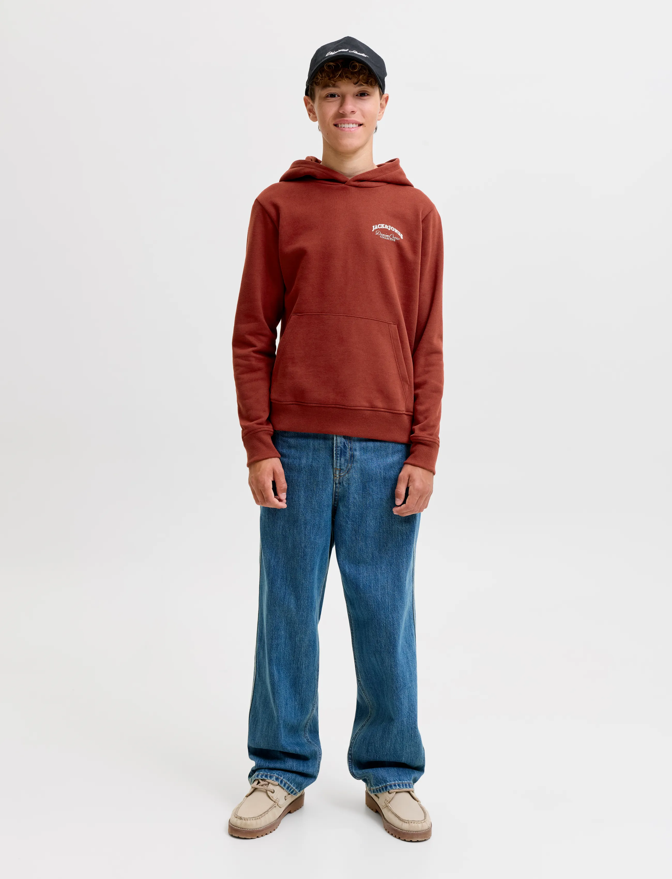 Jack & Jones - JJEBRANDES BACKP RELAXED SWEAT H SN JNR - pulls à capuche - fired brick - 4
