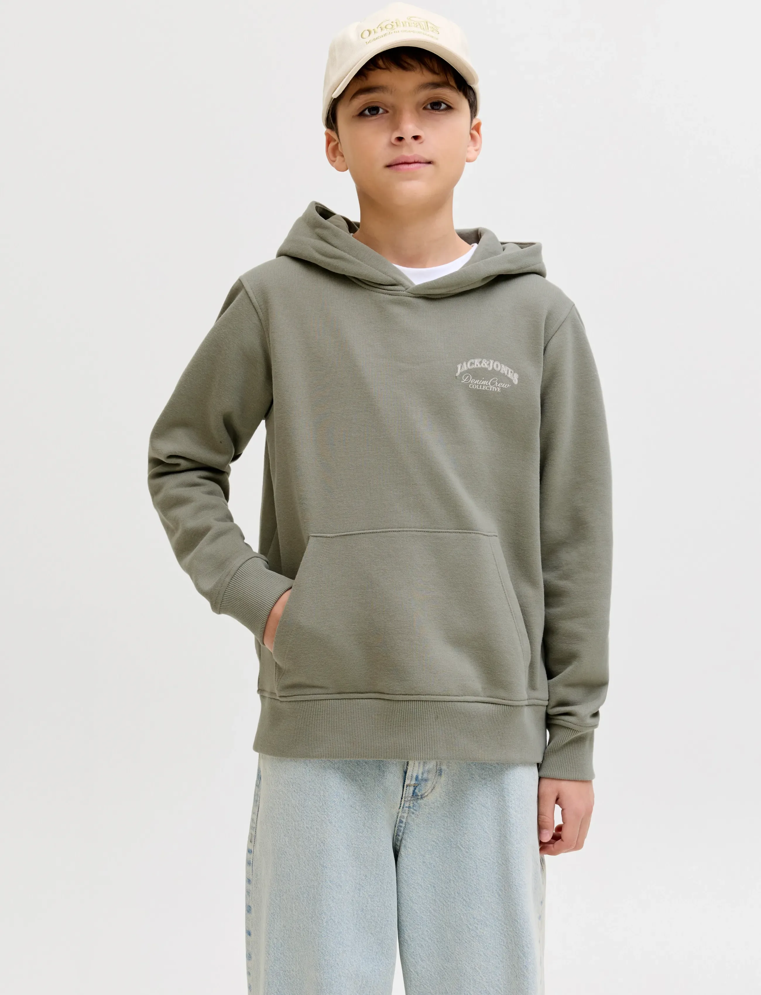 Jack & Jones JJEBRANDES BACKP RELAXED SWEAT H SN JNR - Sweatshirts & Hættetrøjer - VETIVER / khaki/green