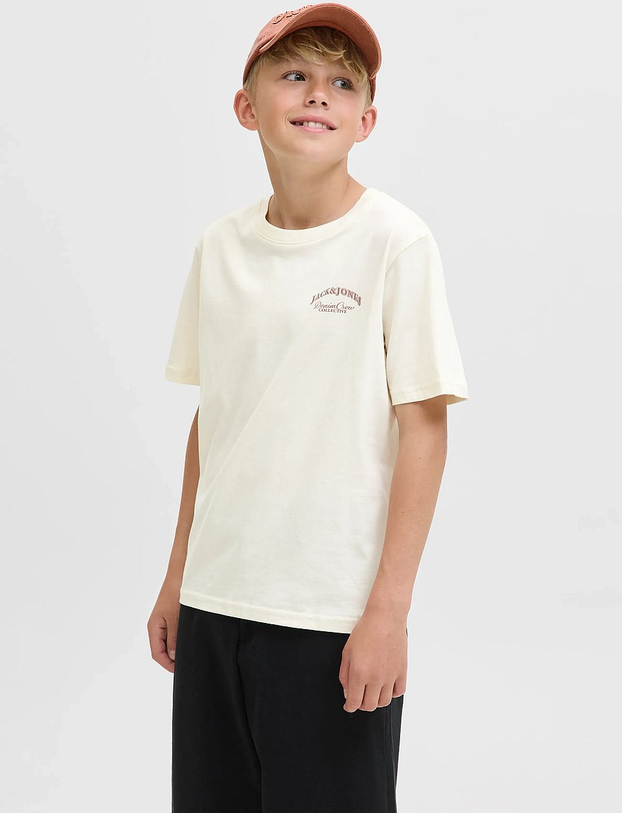 Jack & Jones - JJEBRANDES BACKP RELAXED TEE SS SN JNR - kortærmede t-shirts - antique white - 0