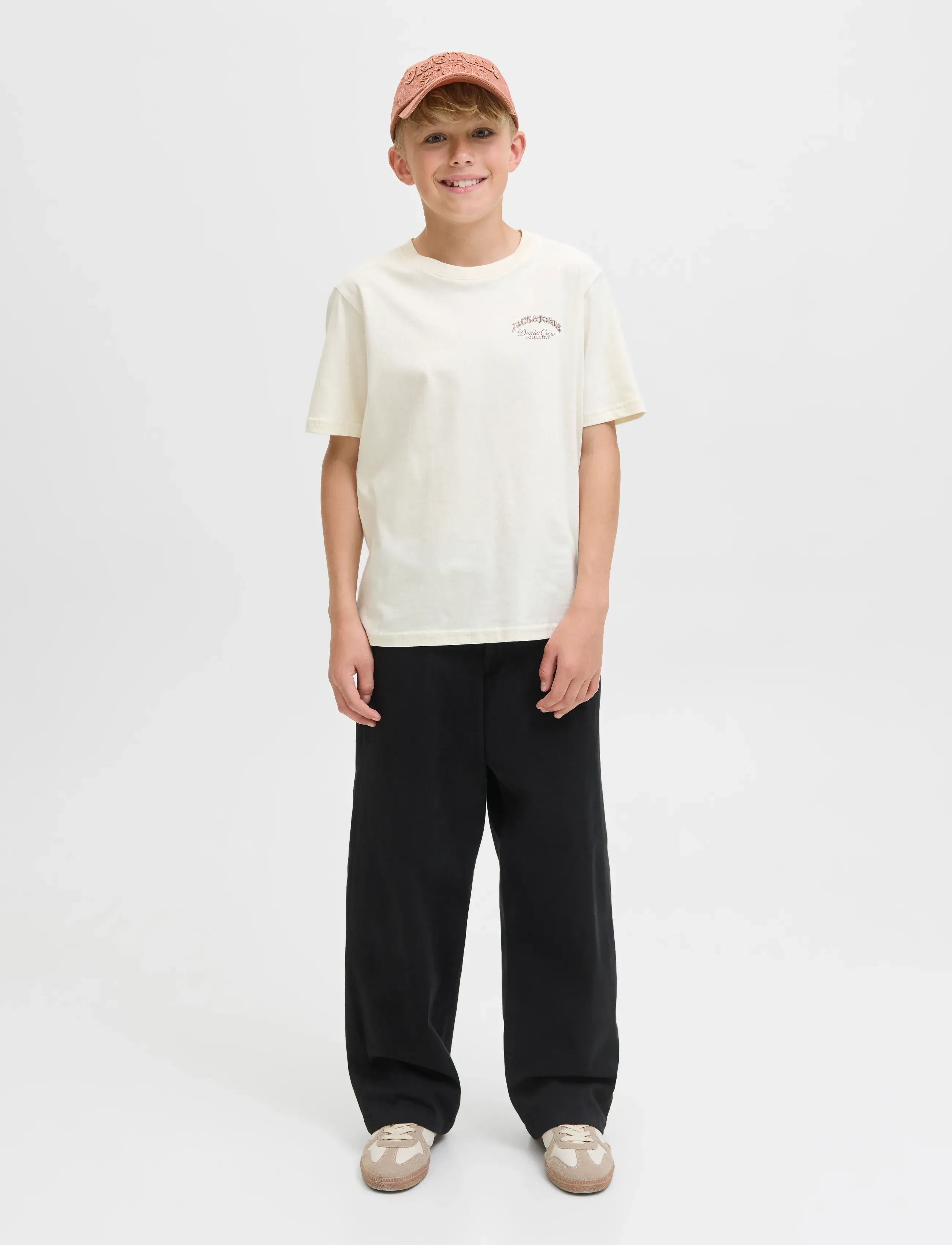 Jack & Jones - JJEBRANDES BACKP RELAXED TEE SS SN JNR - kortærmede t-shirts - antique white - 4
