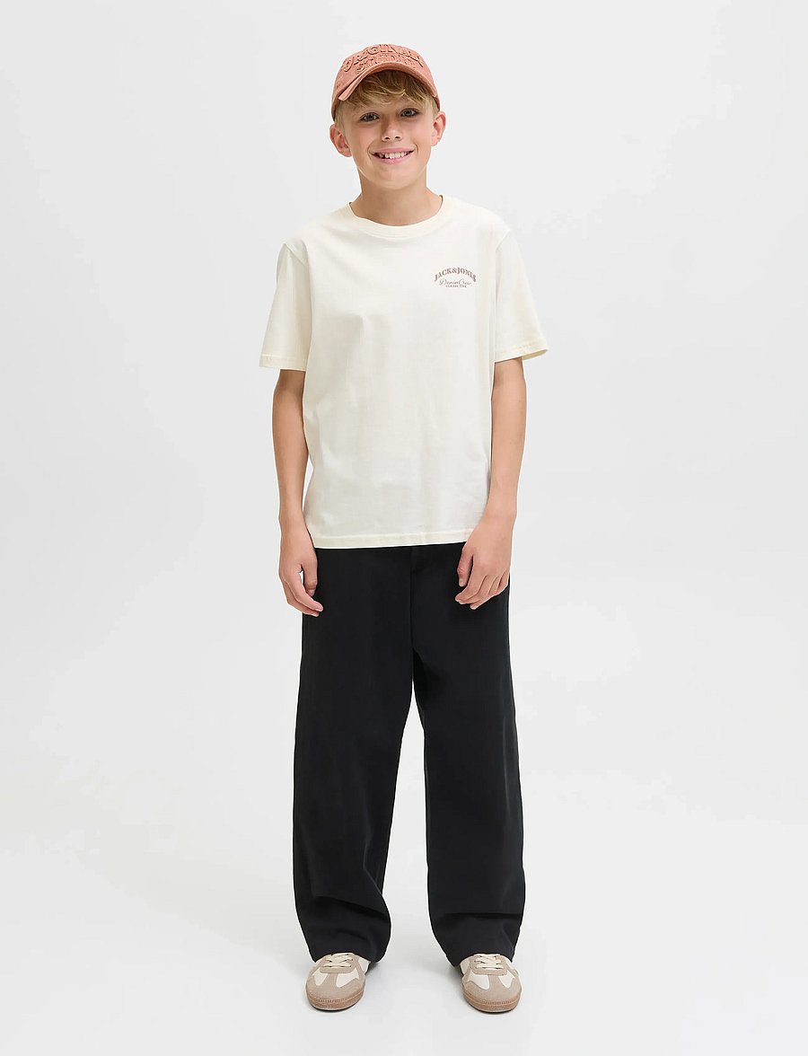 Jack & Jones - JJEBRANDES BACKP RELAXED TEE SS SN JNR - kortærmede t-shirts - antique white - 4