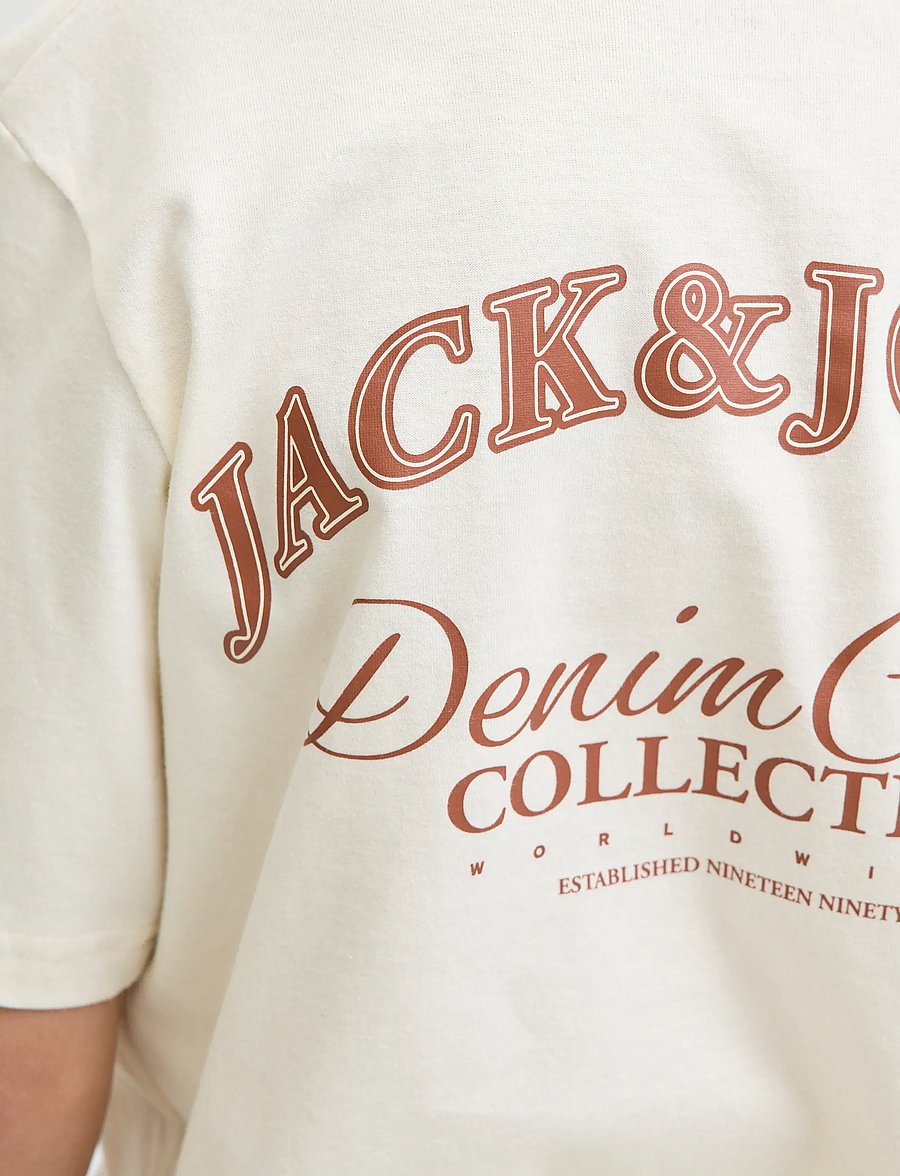 Jack & Jones - JJEBRANDES BACKP RELAXED TEE SS SN JNR - kortærmede t-shirts - antique white - 5