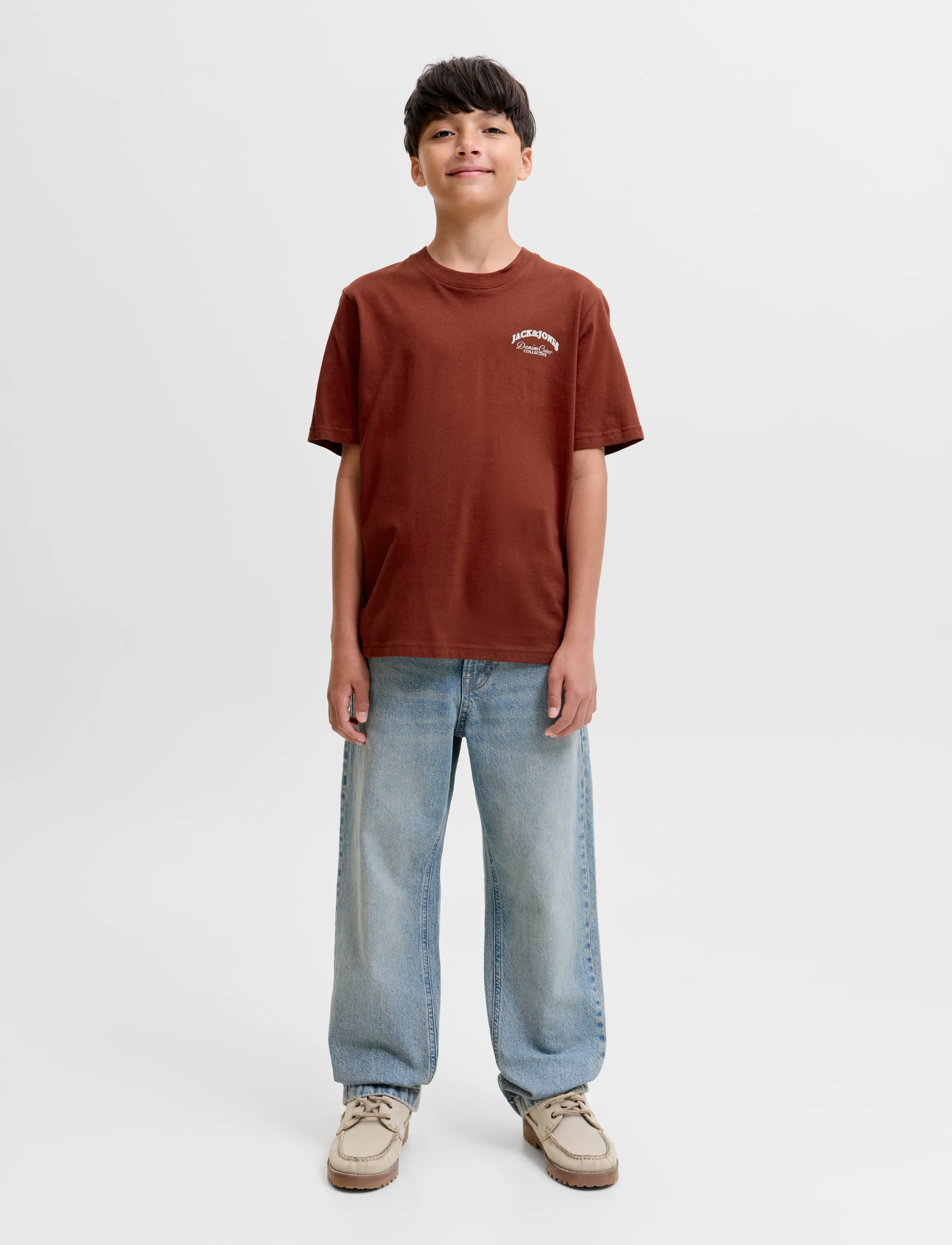Jack & Jones - JJEBRANDES BACKP RELAXED TEE SS SN JNR - kurzärmelige - fired brick - 4