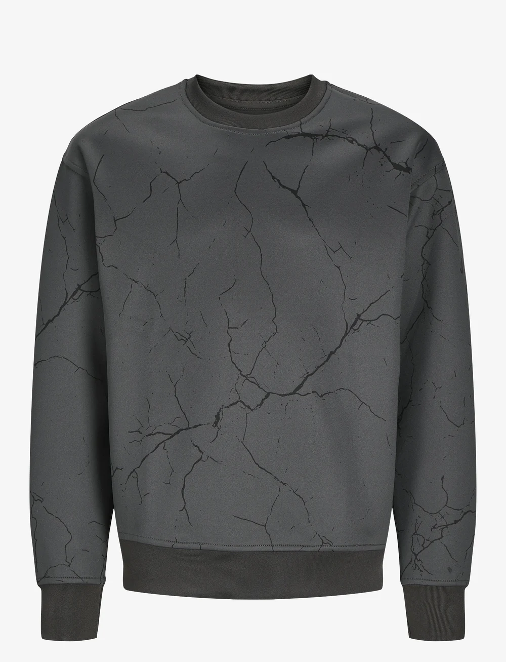 Jack & Jones - JJKEY SPORTY LOOSE AOP SWEAT CREW LN JNR - sporta džemperi - asphalt - 1