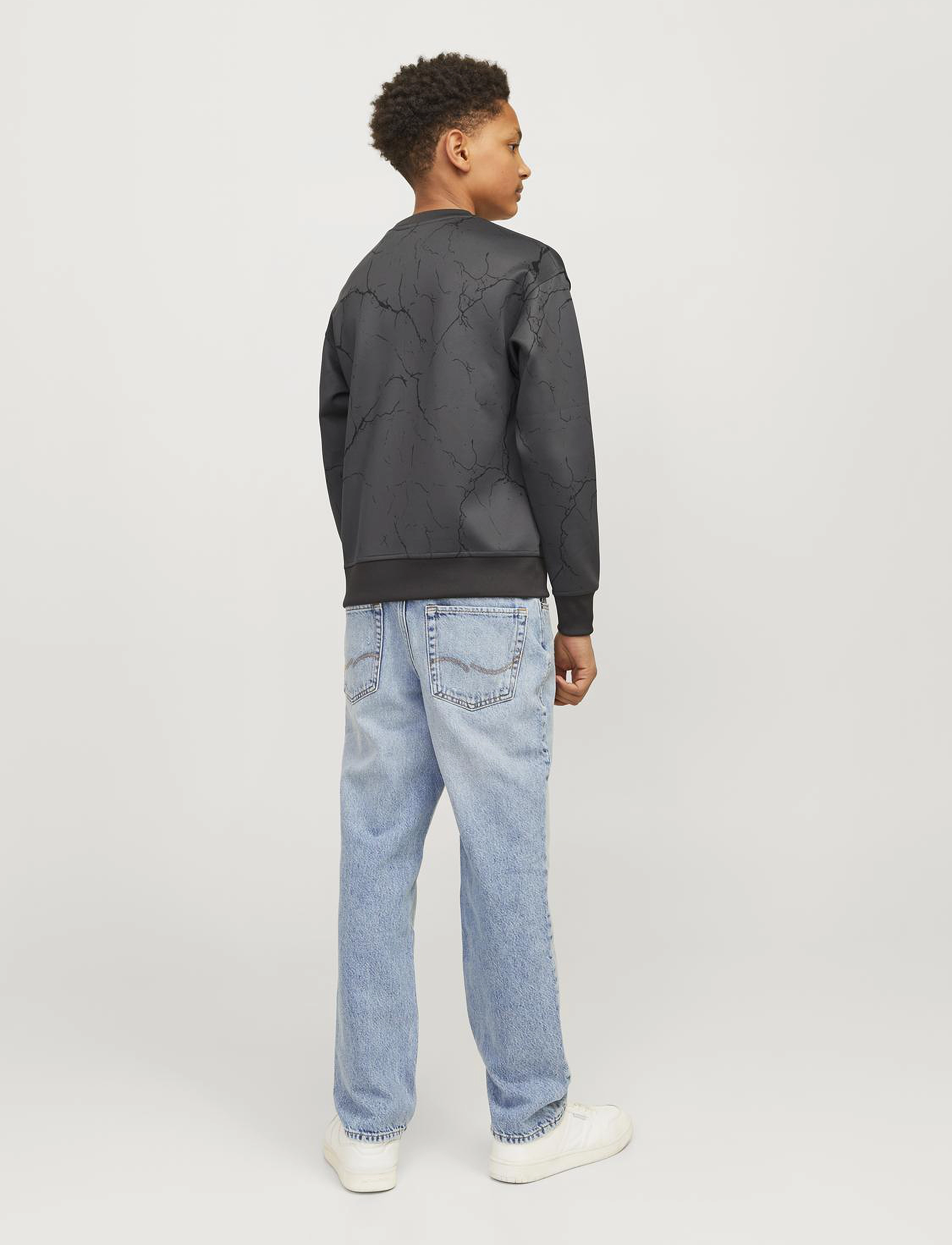 Jack & Jones - JJKEY SPORTY LOOSE AOP SWEAT CREW LN JNR - asphalt - 2