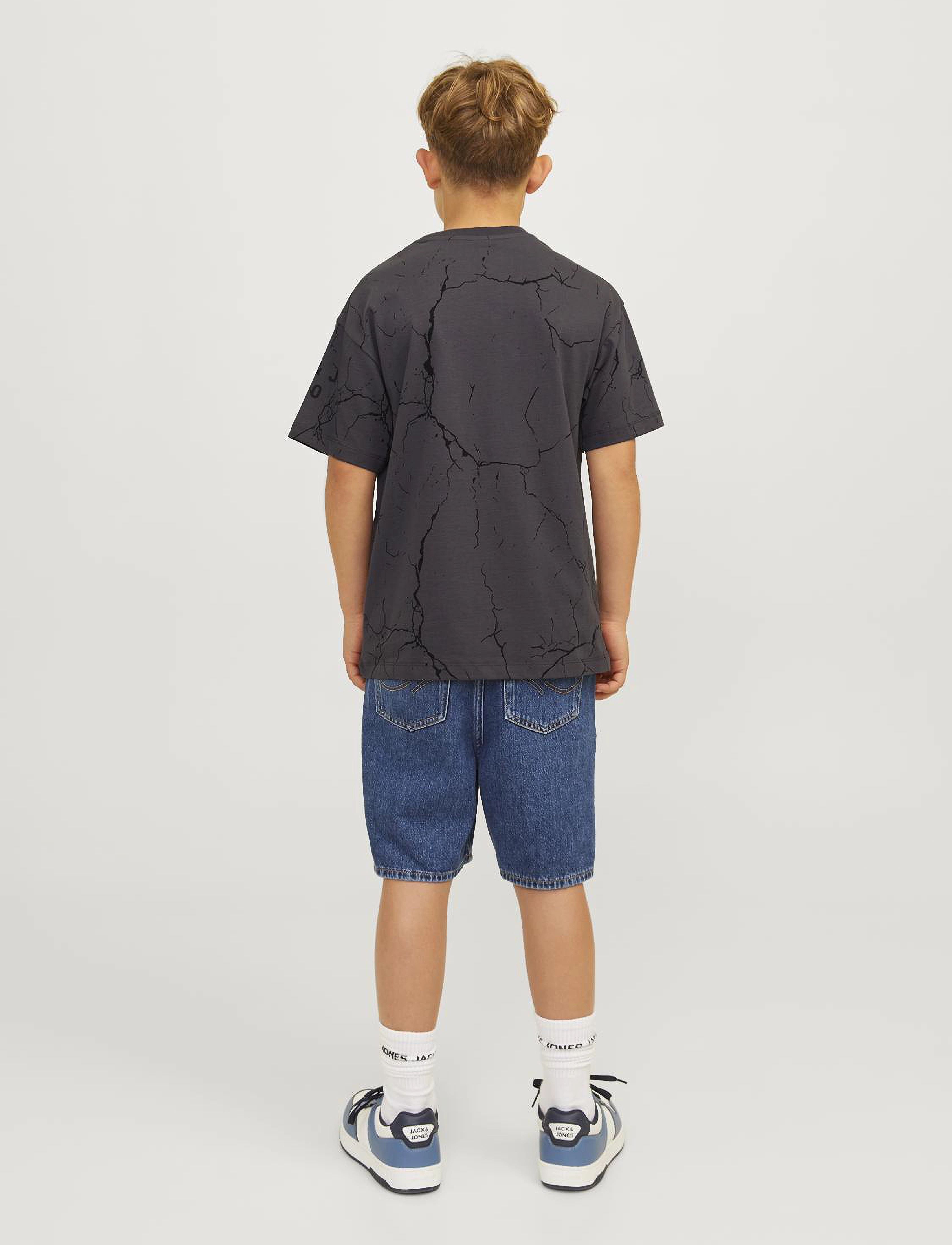 Jack & Jones - JJKEY LOOSE COTTON TEE SS CREW LN JNR - asphalt - 2
