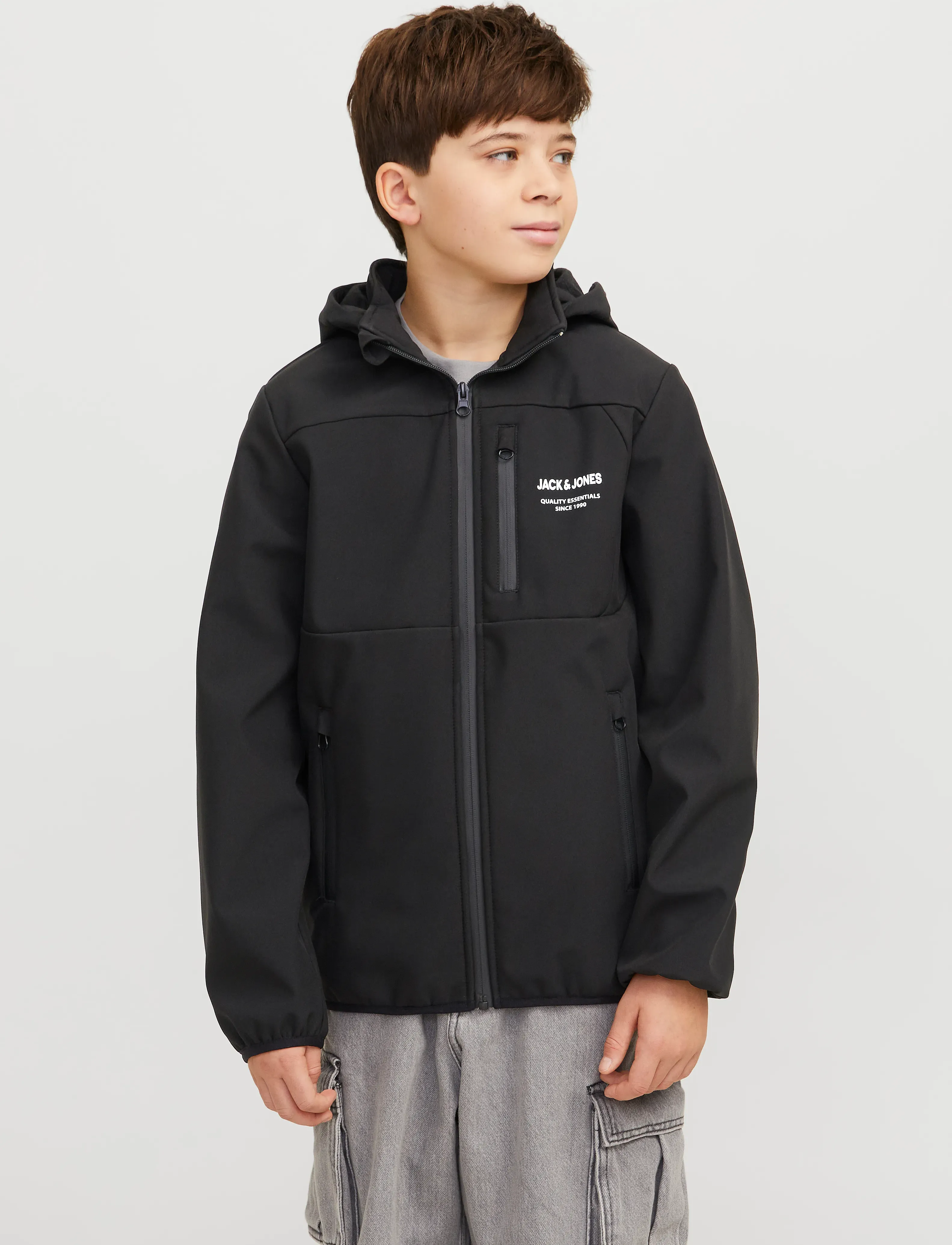 Jack & Jones Jjetheo Softshell Jacket Noos Jnr, 128, Softshells, Schwarz - Jackets, Kinder