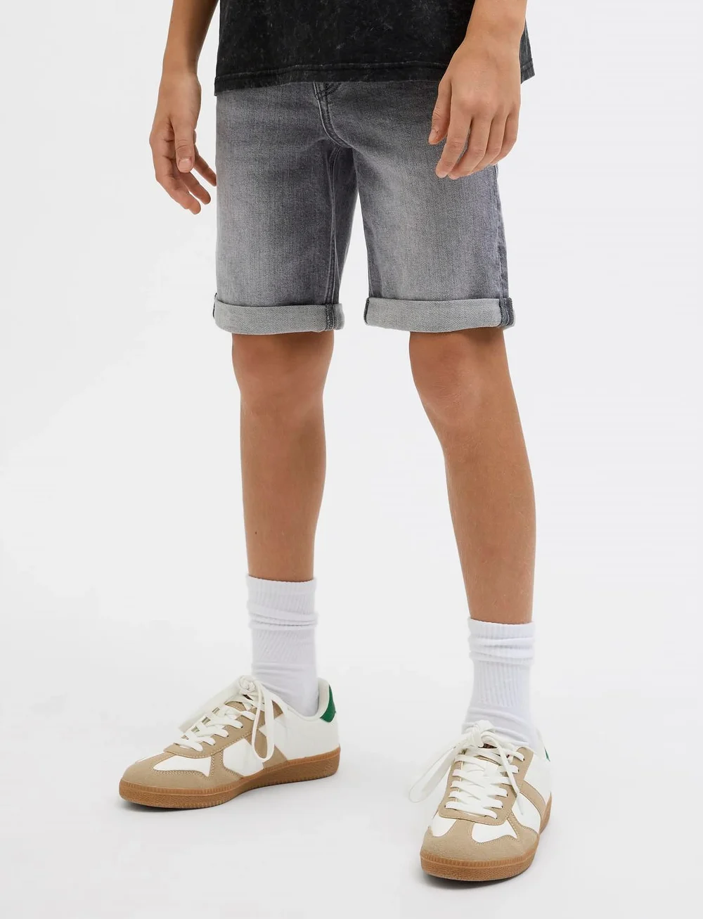 Jack & Jones - JJIRICK JJORIGINAL SHORTS AM 360 SN JNR - jeansshorts - grey denim - 0
