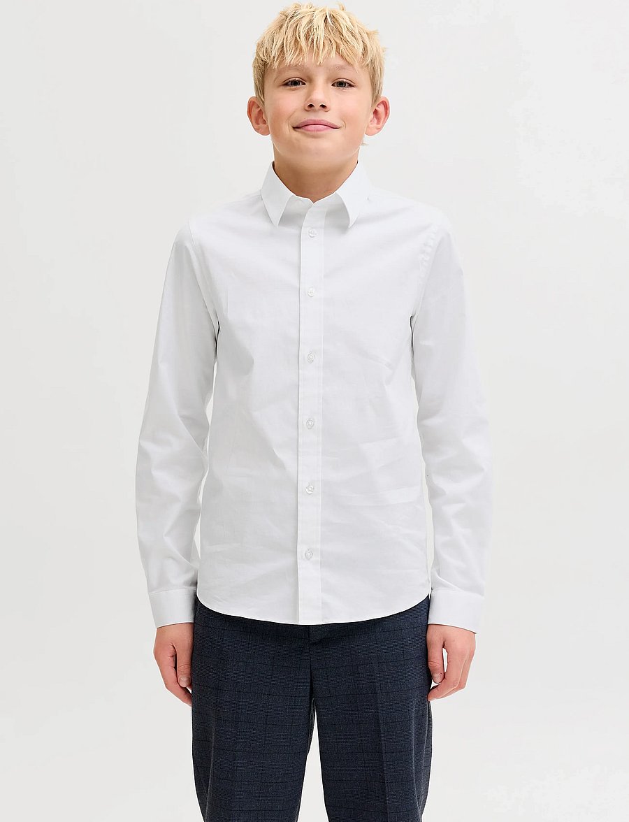 Jack & Jones - JJEAXEL STRETCH SHIRT LS NOOS JNR - langärmlige hemden - white - 0
