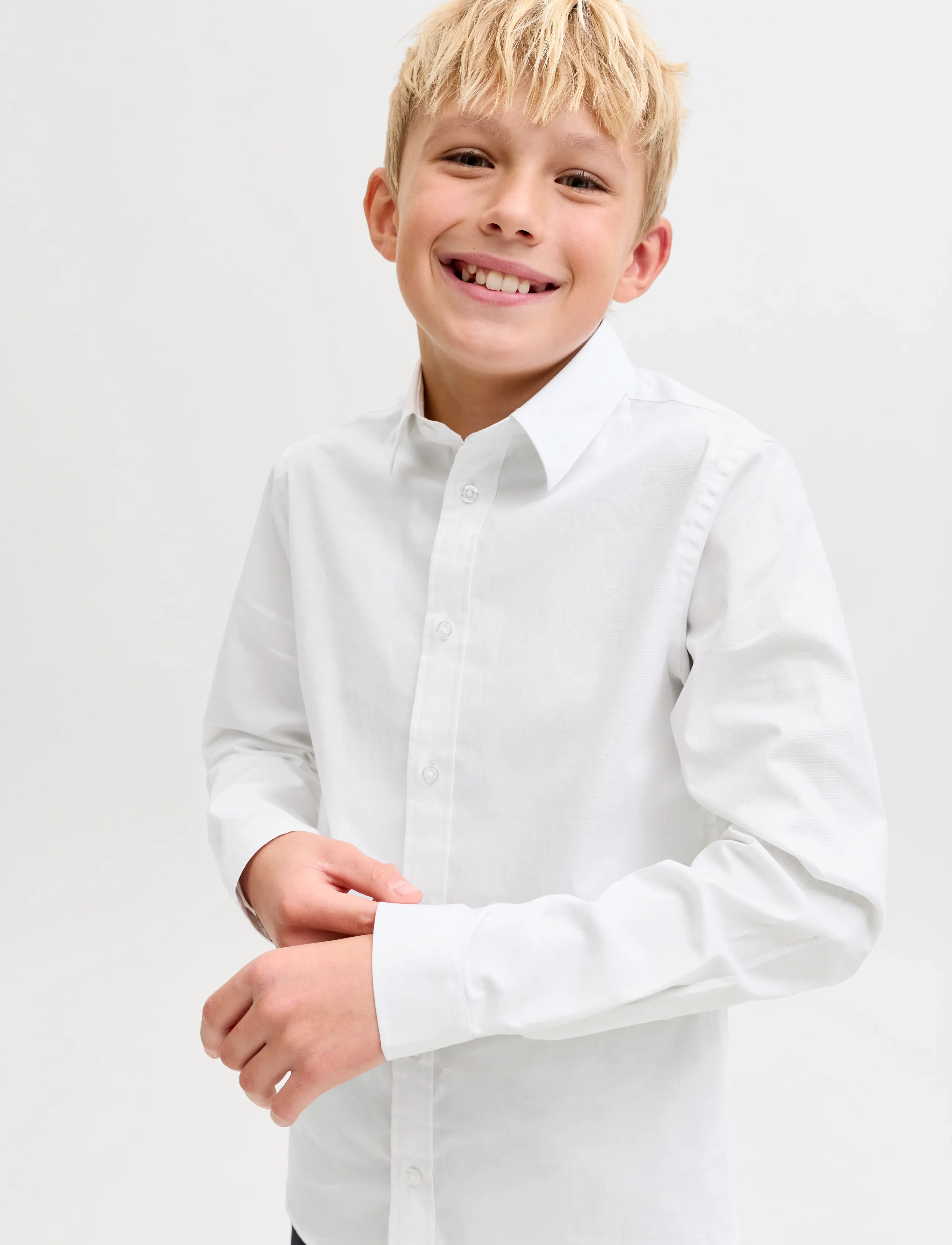 Jack & Jones - JJEAXEL STRETCH SHIRT LS NOOS JNR - langärmlige hemden - white - 3