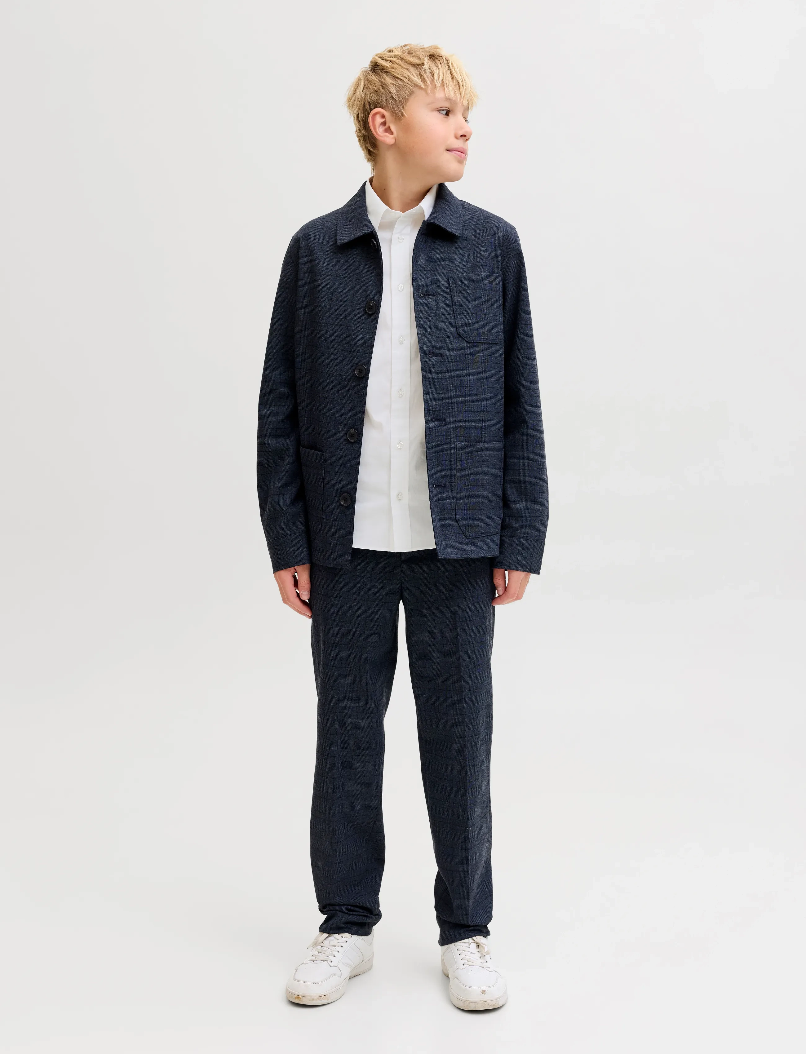 Jack & Jones - JJEAXEL STRETCH SHIRT LS NOOS JNR - skyrtur - white - 4