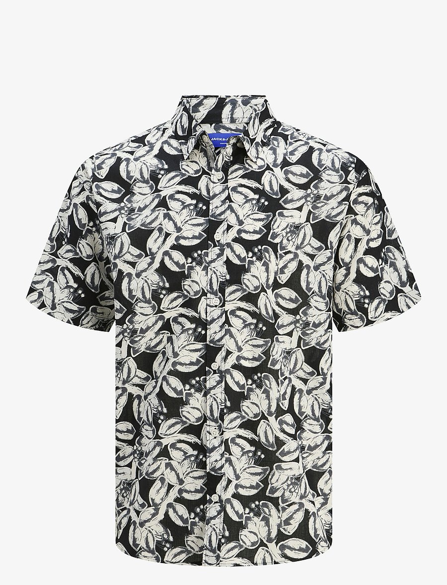 Jack & Jones - JORJOSHUA SPLIT AOP SHIRT SS JNR - kortärmade skjortor - black - 1