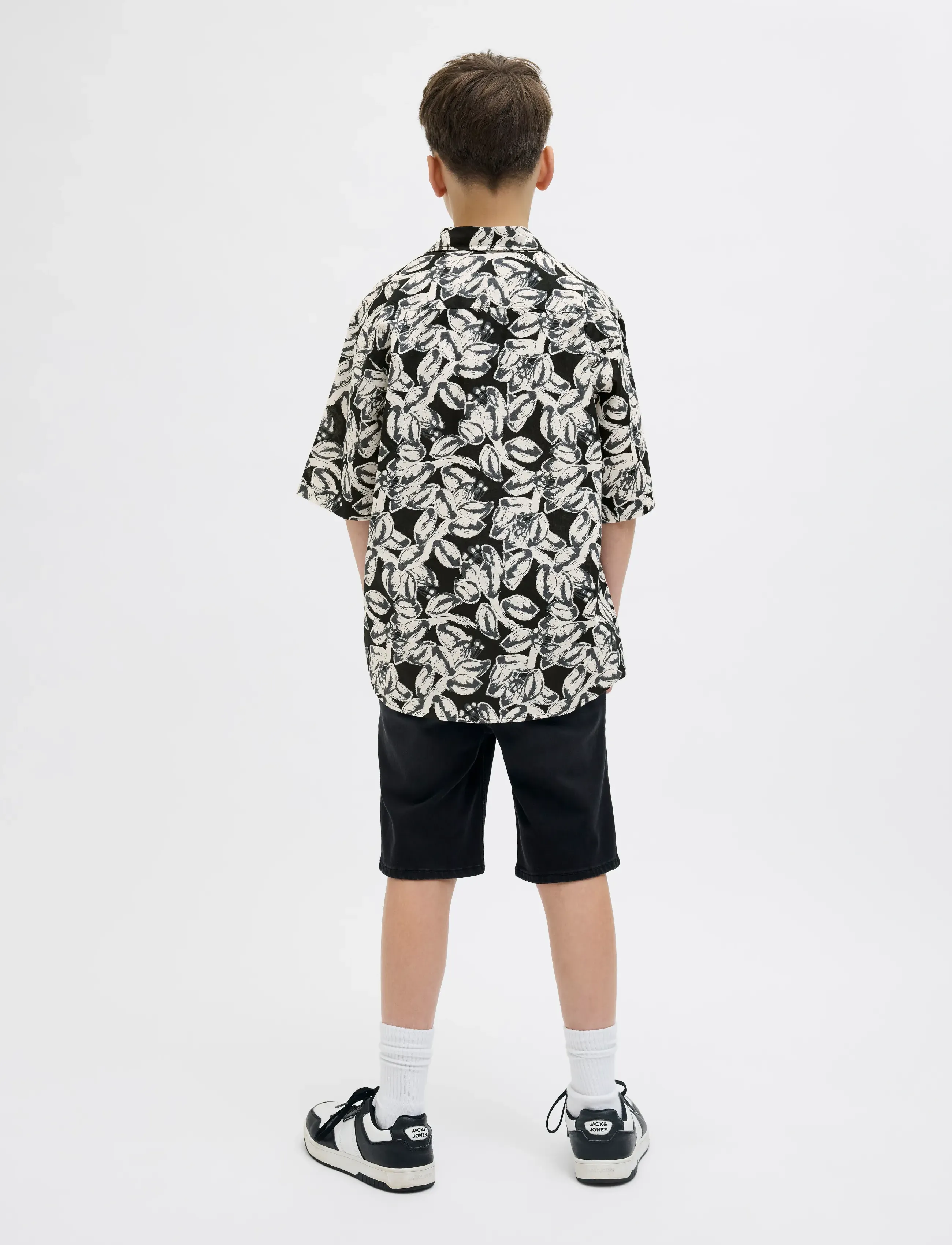 Jack & Jones - JORJOSHUA SPLIT AOP SHIRT SS JNR - kurzärmlige hemden - black - 2
