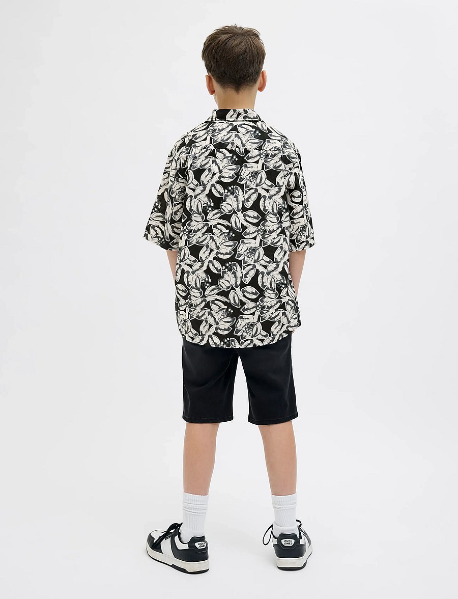 Jack & Jones - JORJOSHUA SPLIT AOP SHIRT SS JNR - kortärmade skjortor - black - 2