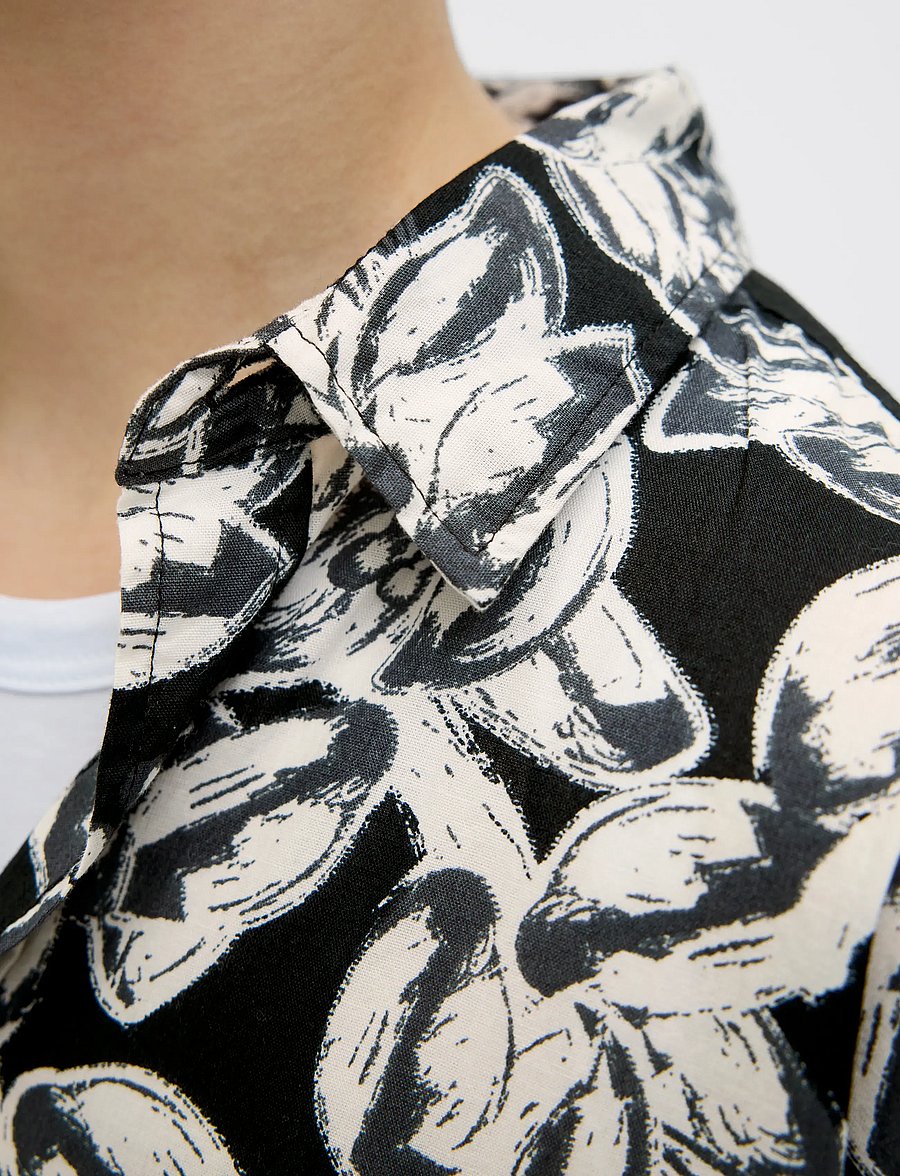 Jack & Jones - JORJOSHUA SPLIT AOP SHIRT SS JNR - kortärmade skjortor - black - 4