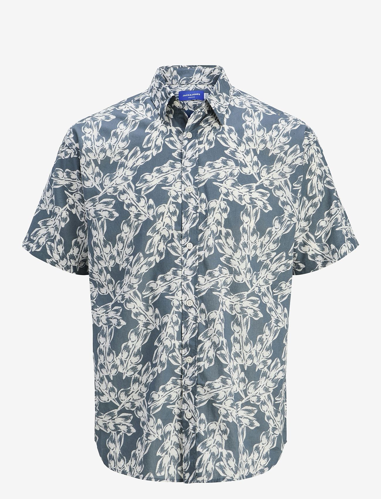 Jack & Jones - JORJOSHUA SPLIT AOP SHIRT SS JNR - lyhythihaiset kauluspaidat - stormy weather - 0