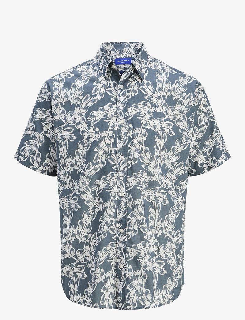 Jack & Jones - JORJOSHUA SPLIT AOP SHIRT SS JNR - kortärmade skjortor - stormy weather - 0
