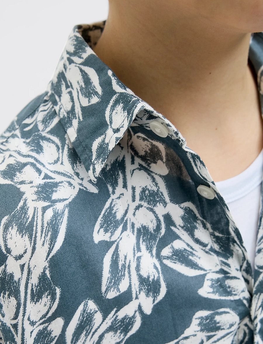 Jack & Jones - JORJOSHUA SPLIT AOP SHIRT SS JNR - kortærmede skjorter - stormy weather - 4