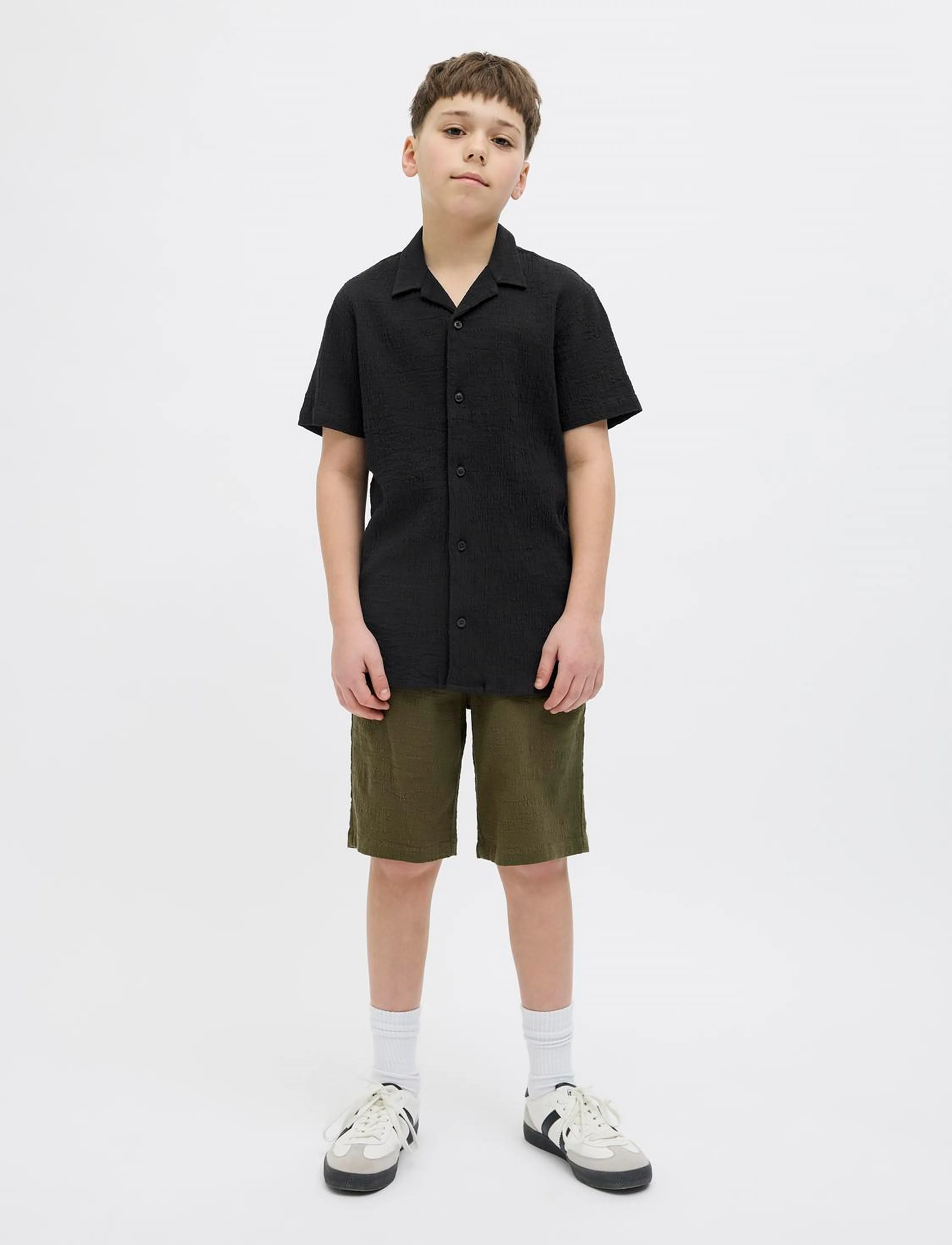 Jack & Jones - JORLUKE CRINKLE SHIRT SS JNR - kortærmede skjorter - black - 2