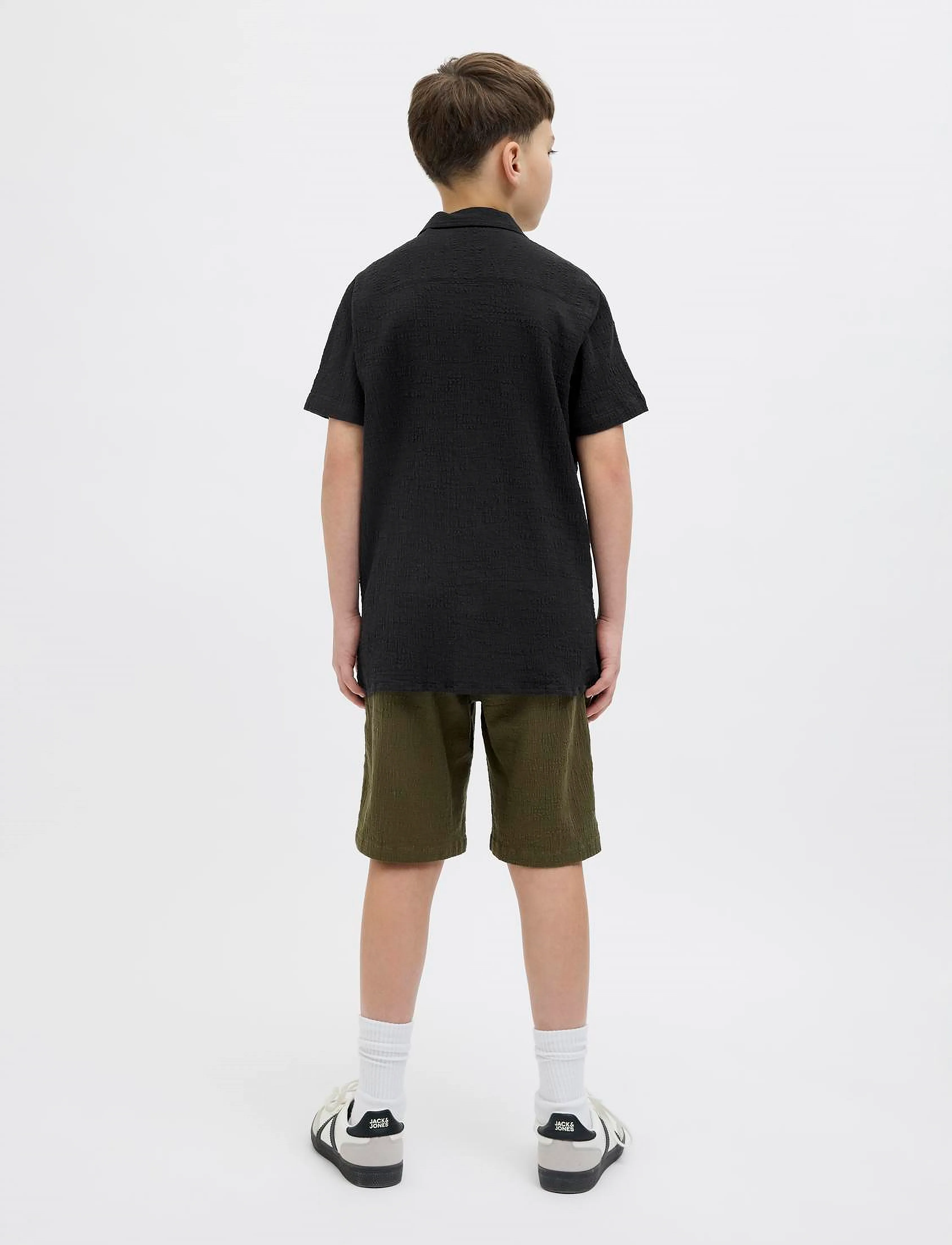 Jack & Jones - JORLUKE CRINKLE SHIRT SS JNR - kortærmede skjorter - black - 5