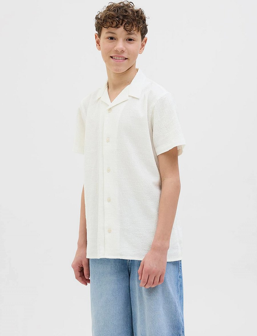 Jack & Jones - JORLUKE CRINKLE SHIRT SS JNR - kortærmede skjorter - cloud dancer - 4
