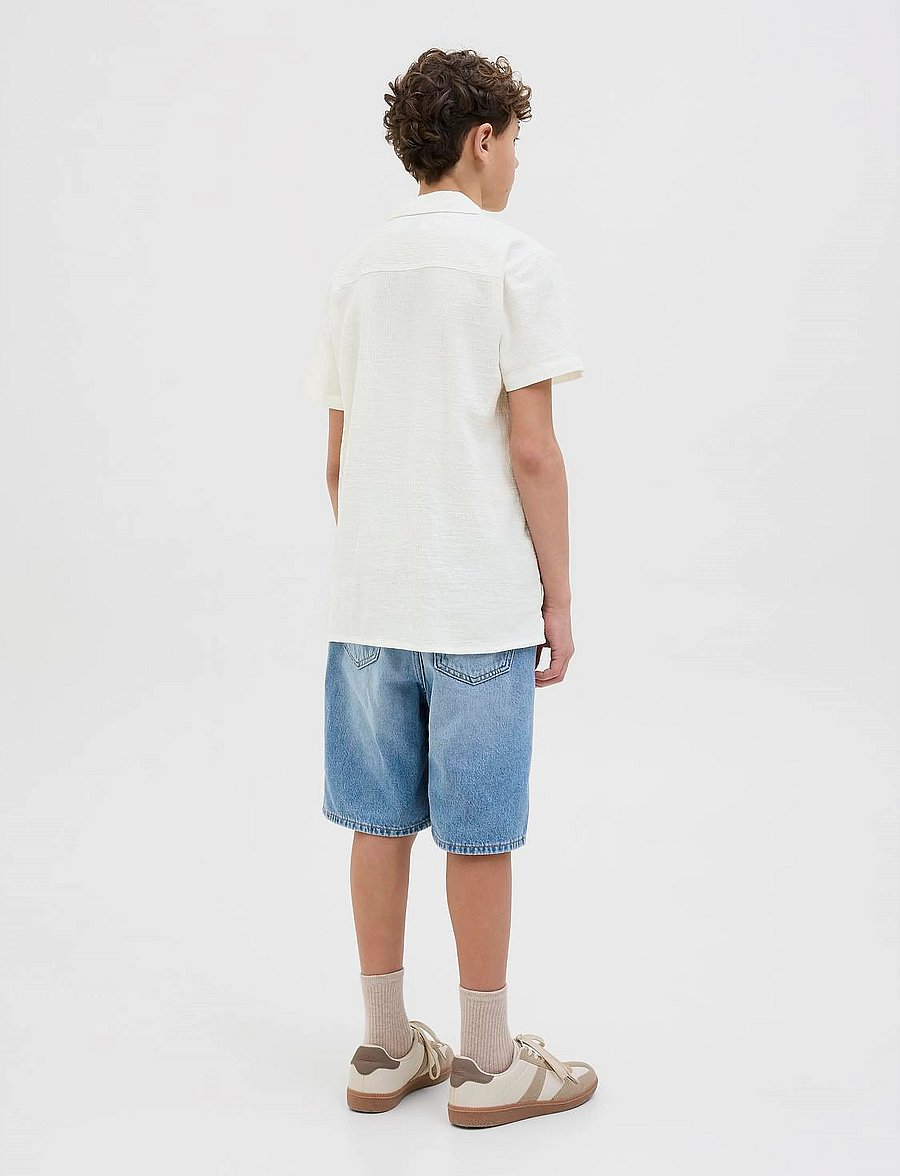 Jack & Jones - JORLUKE CRINKLE SHIRT SS JNR - kortærmede skjorter - cloud dancer - 5