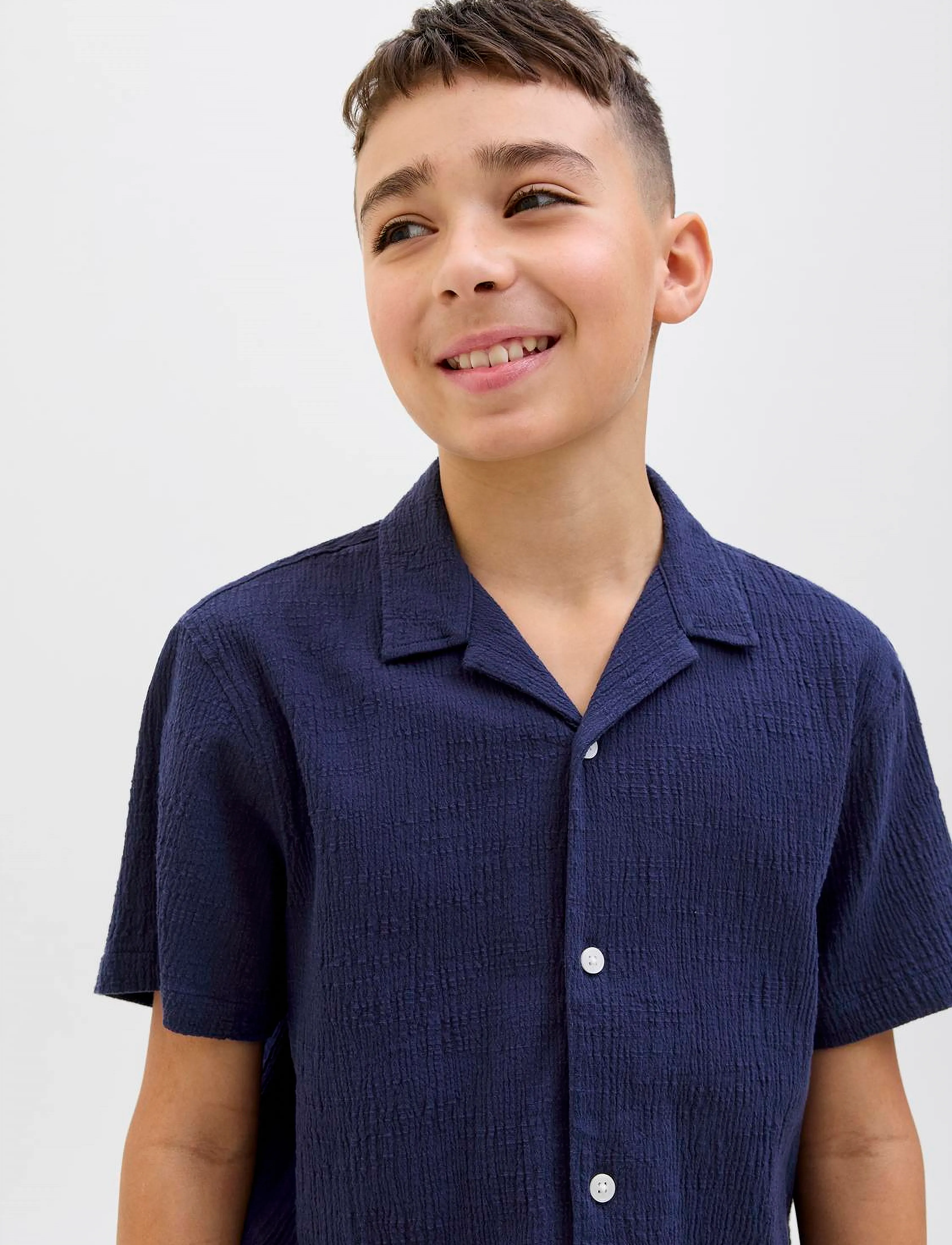 Jack & Jones - JORLUKE CRINKLE SHIRT SS JNR - kortærmede skjorter - ocean cavern - 3