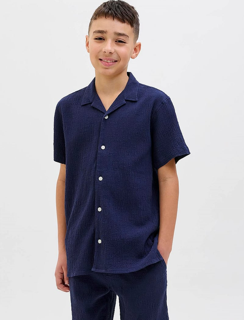 Jack & Jones - JORLUKE CRINKLE SHIRT SS JNR - kurzärmlige hemden - ocean cavern - 2